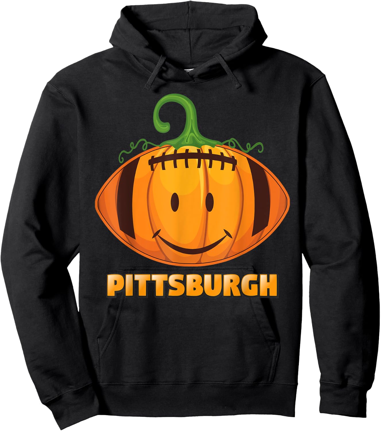 Pumpkin Halloween Costume Pittsburgh Football Cool Face Hoodie - Hoodie | Black