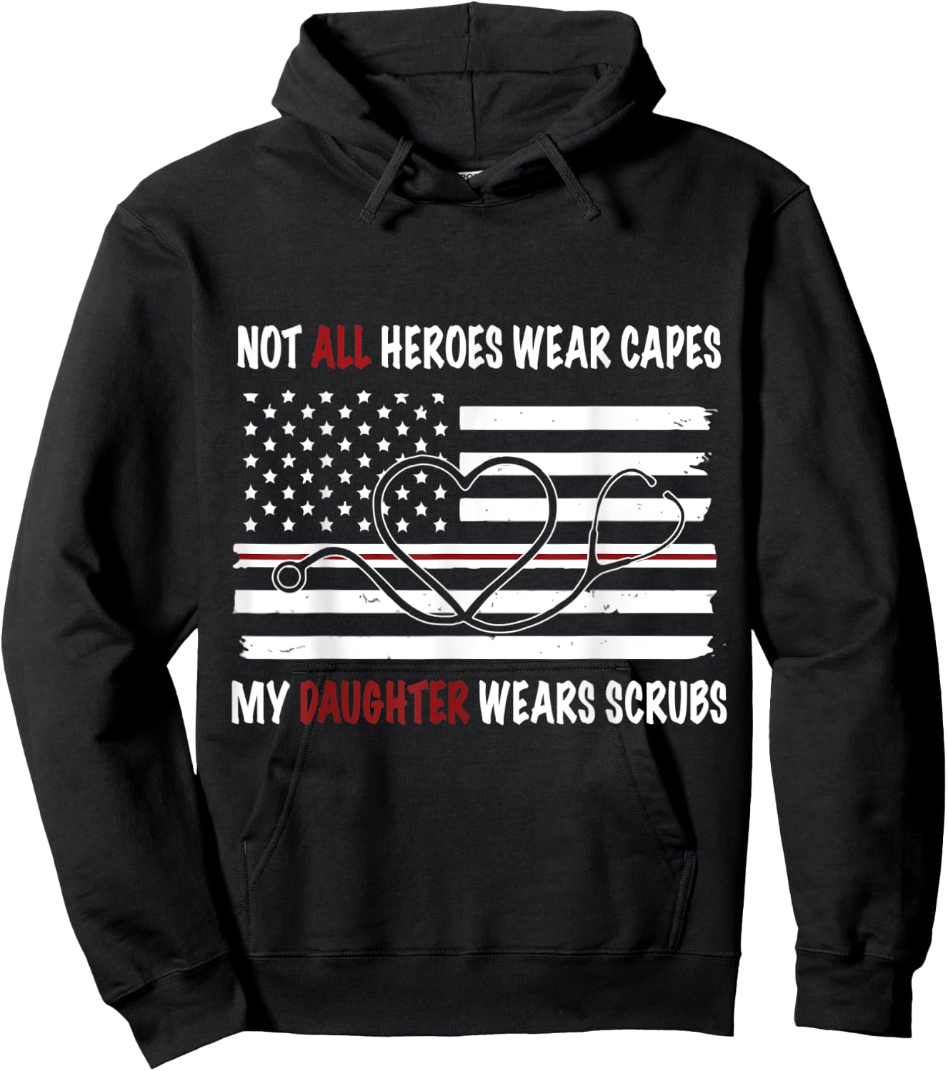 My Daughter Wears Scrubs Mother Father Day Nurse Hoodie - Hoodie | Black