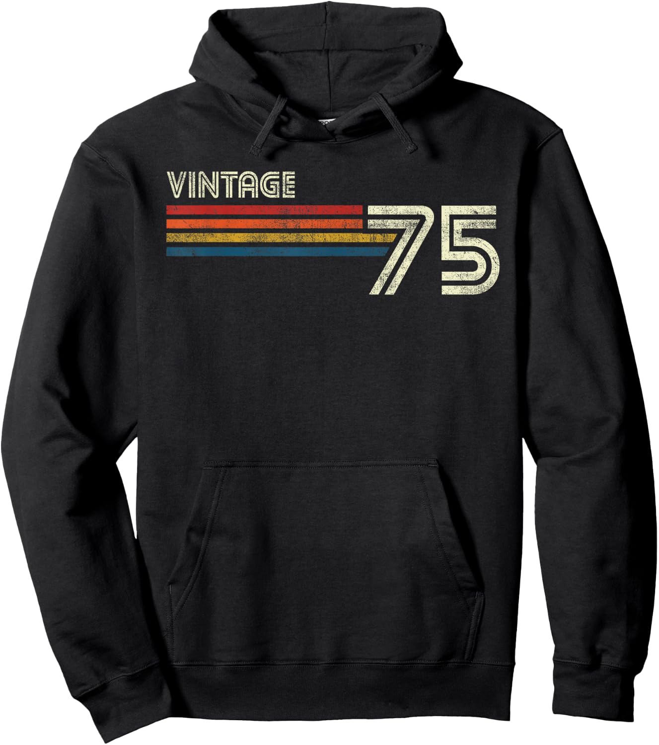 Vintage 1975 Chest Stripe 48 Birthday Hoodie - Hoodie | Black