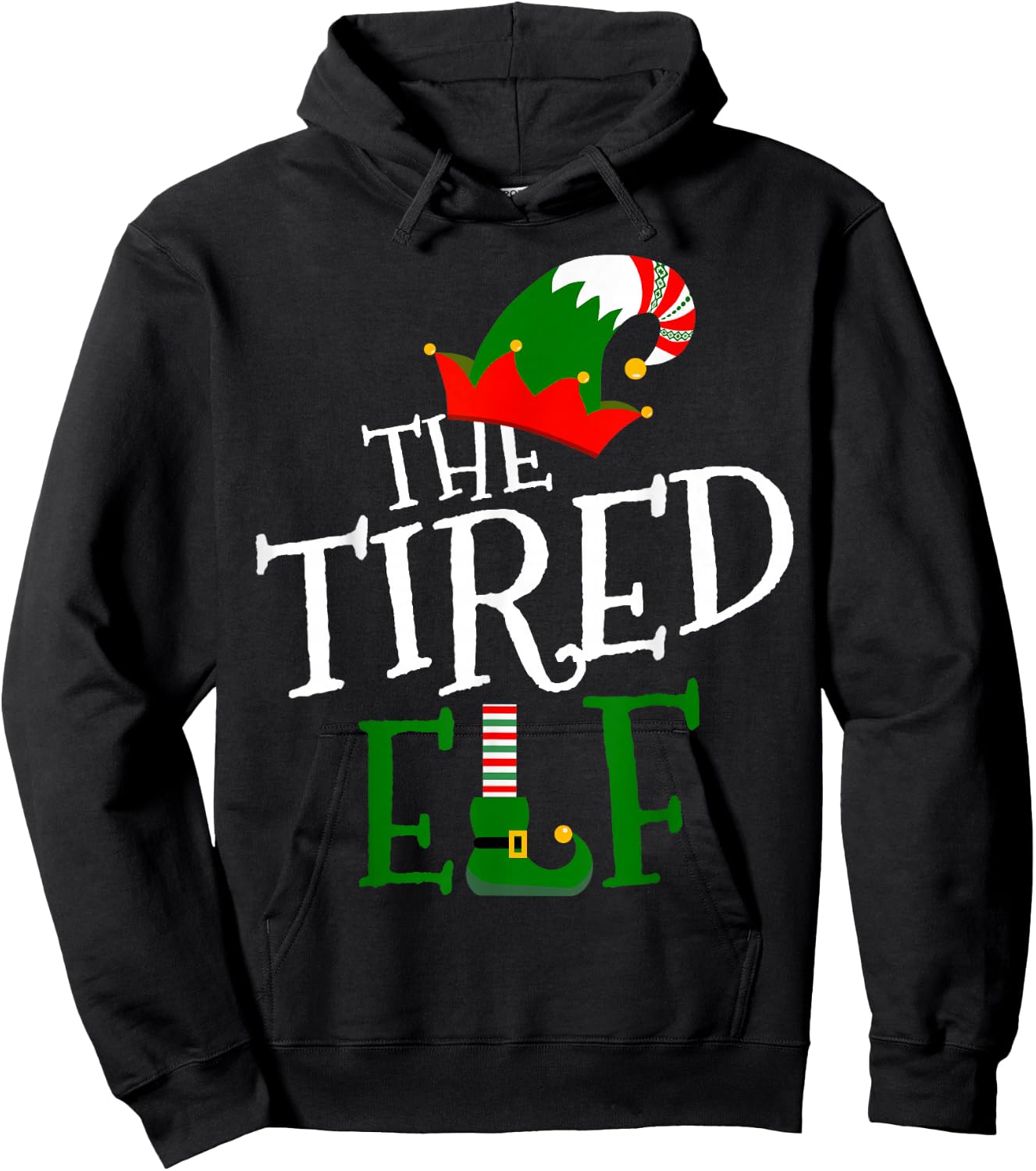The Tired Elf Family Matching Group Gift Christmas Costume Hoodie - Hoodie | Black