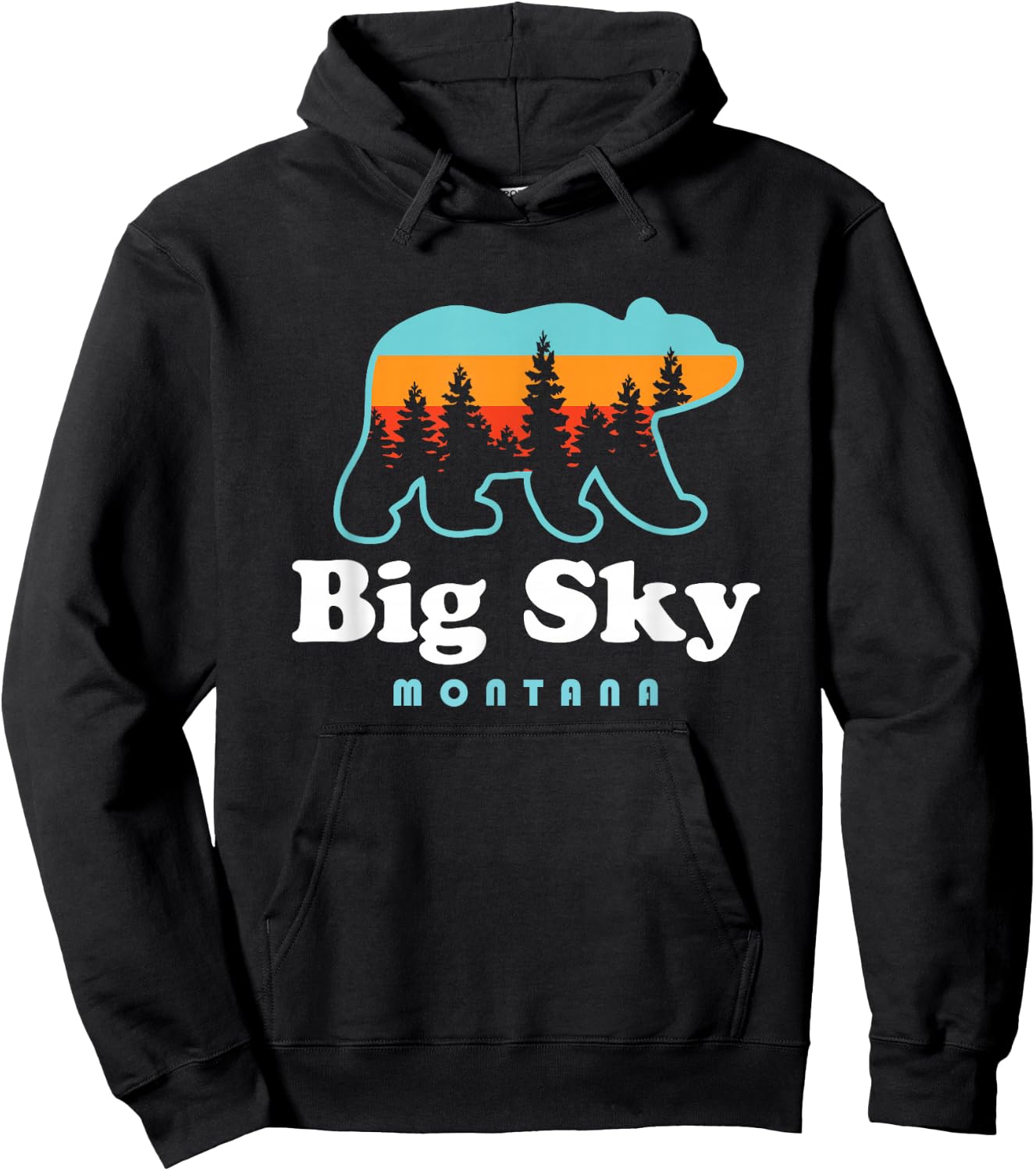 Big Sky Montana Bear Mountains Ski Trees Hoodie - Hoodie | Black
