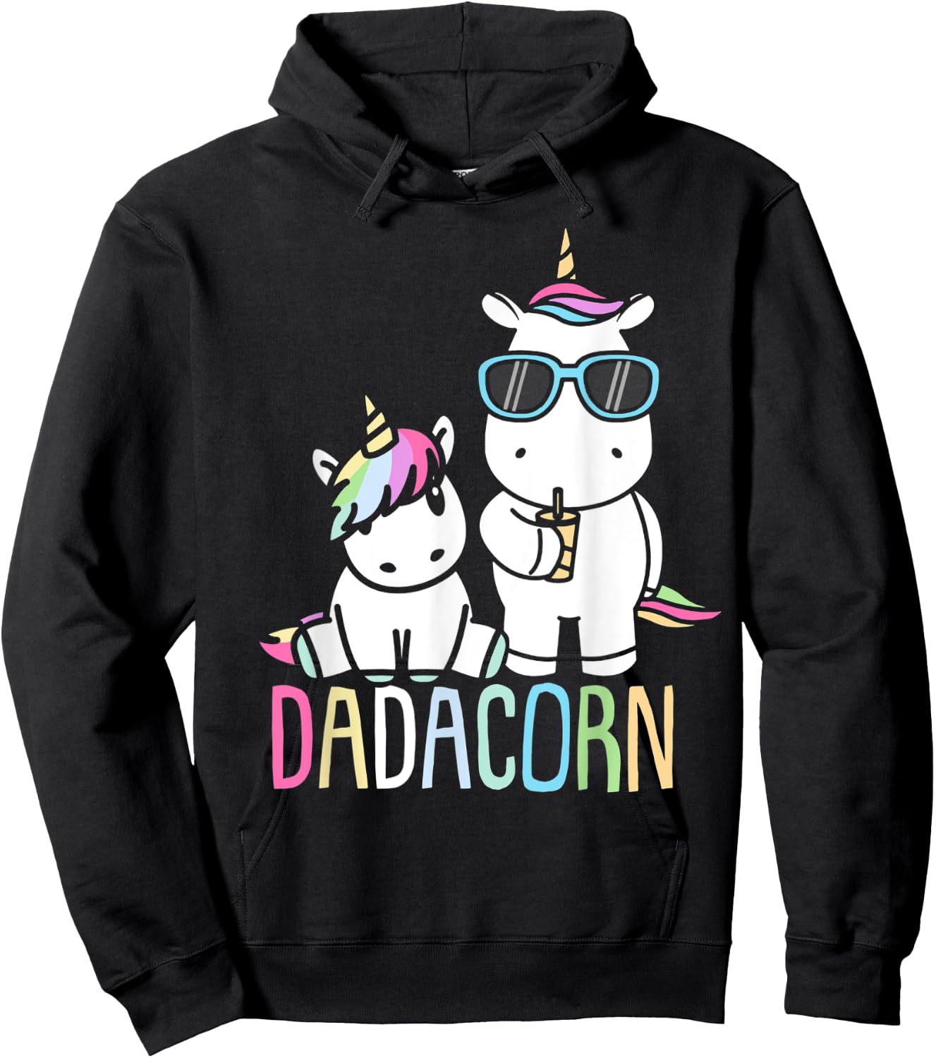 Funny Father's Day Dadacorn Shirt Unicorn Dad Baby Hoodie - Hoodie | Black