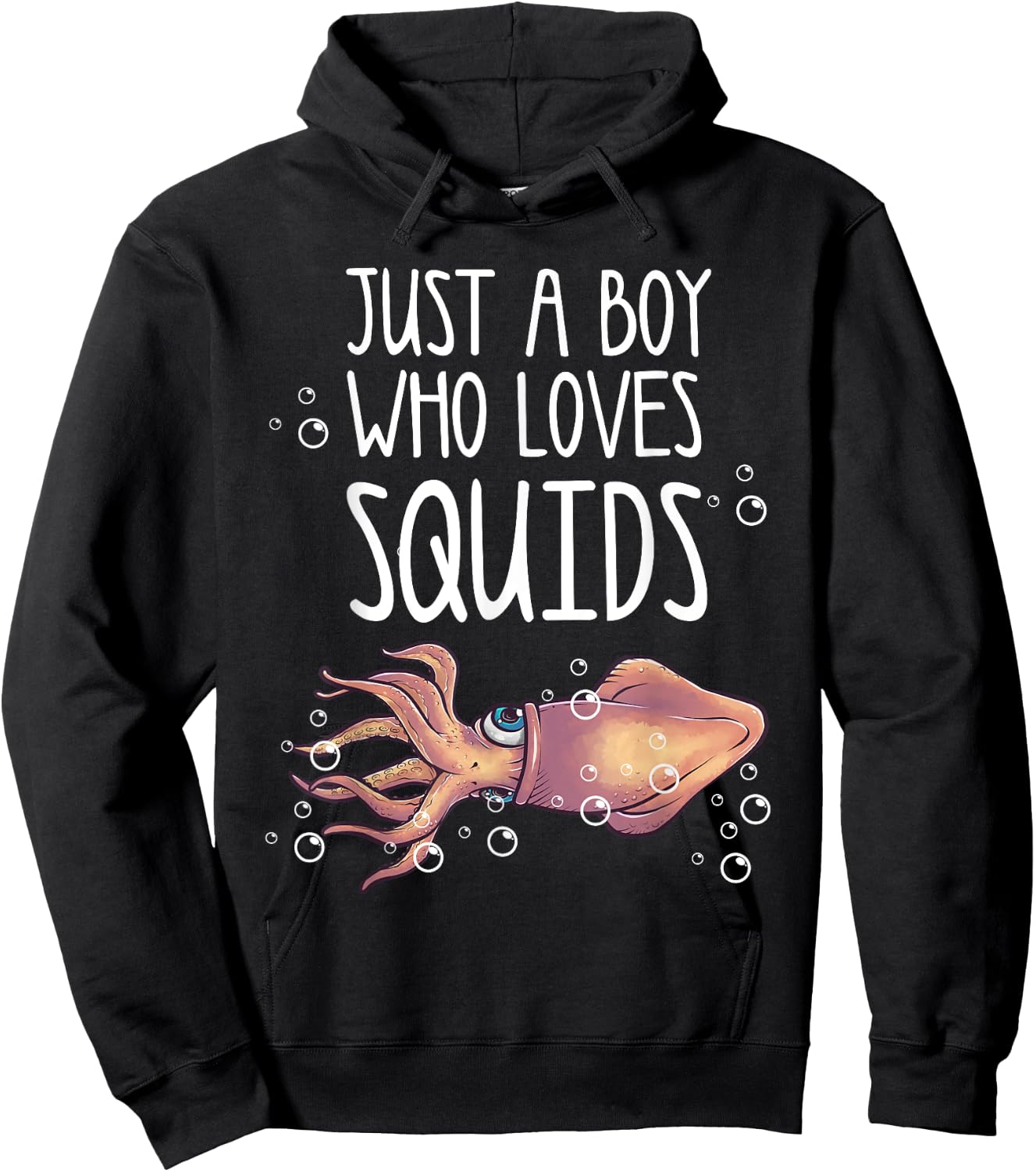 Funny Just A Boy Who Loves Squids Gift | Calamari Lover Men Hoodie - Hoodie | Black