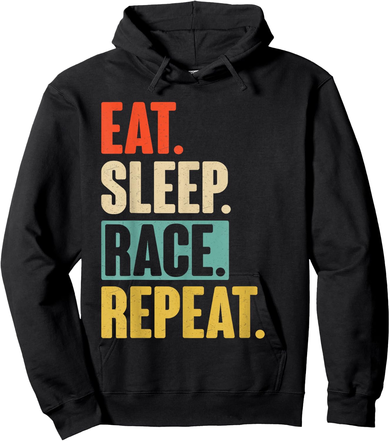 Eat Sleep Race Repeat - Retro Vintage Racing Car Dirt Funny Hoodie - Hoodie | Black