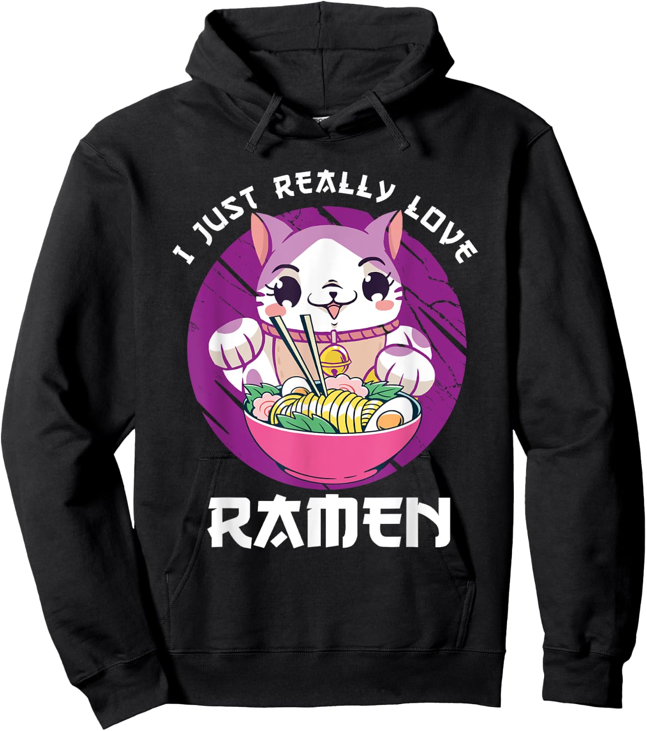 I Just Really Love Ramen Japanese Noodles Kawaii Anime Cat Hoodie - Hoodie | Black
