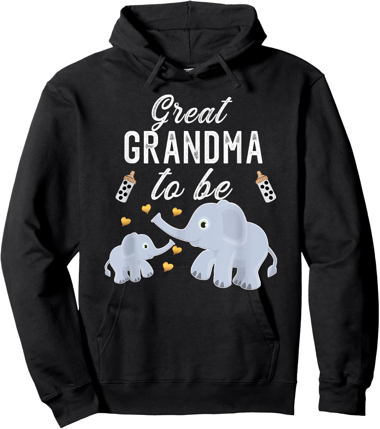 Great Grandma To Be Elephant Baby Shower Great Grandma Hoodie - Hoodie | Black