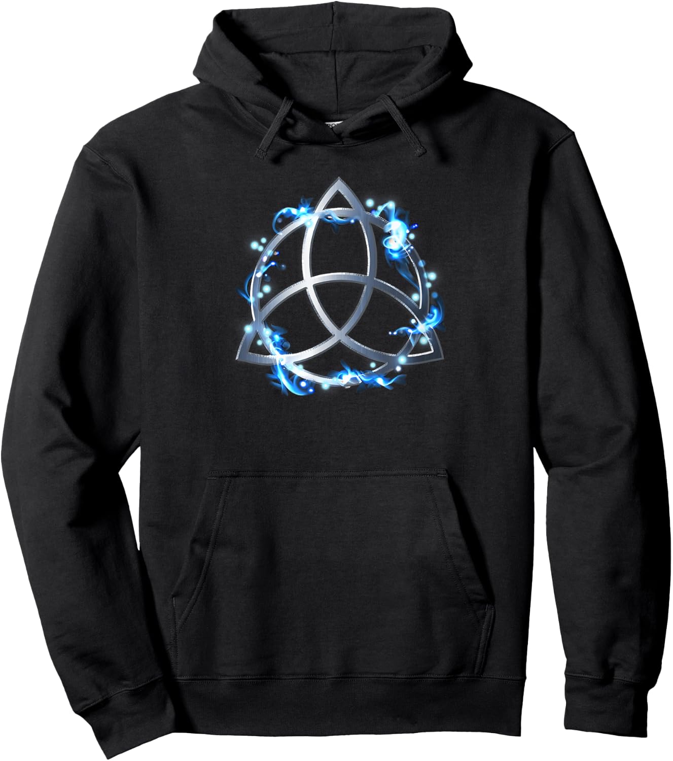 Silver Triquetra with Blue Orbs Hoodie - Hoodie | Black