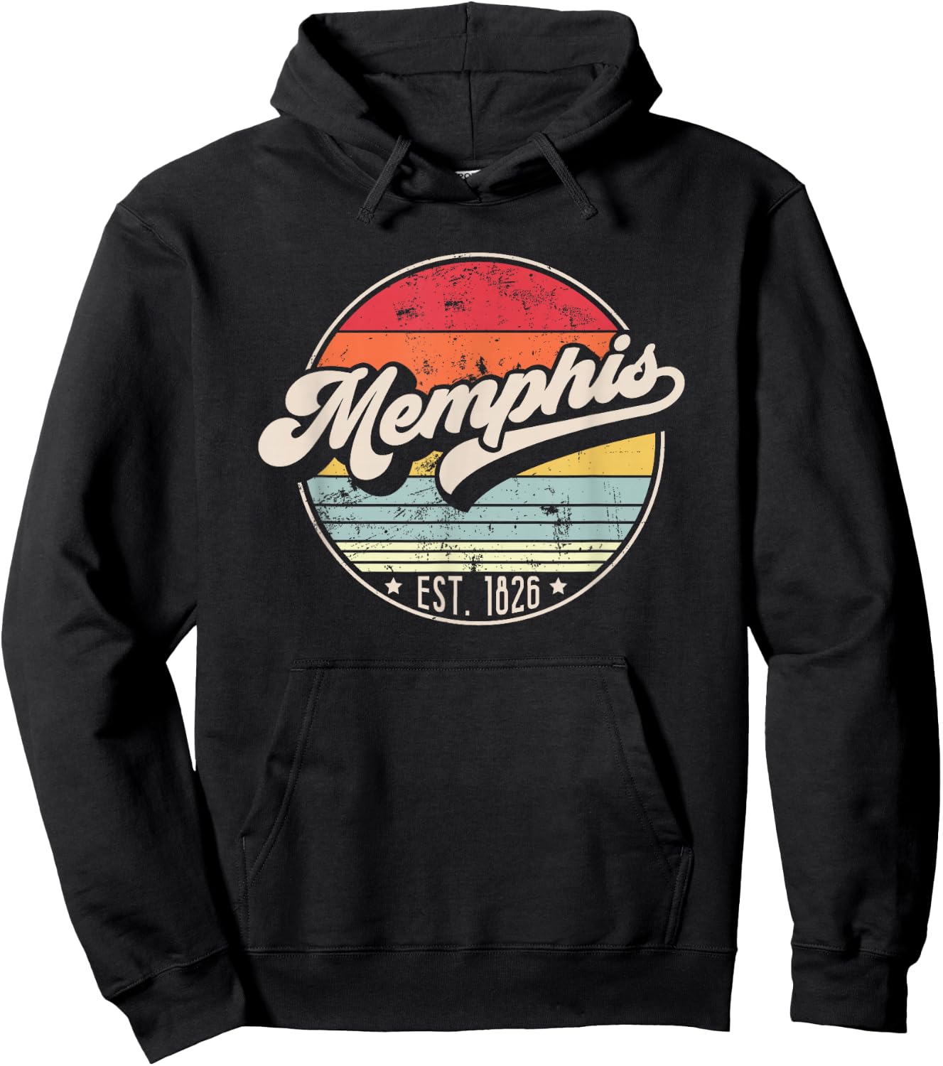 Retro Memphis TN Home City 70s Style Sunset Gift Hoodie - Hoodie | Black