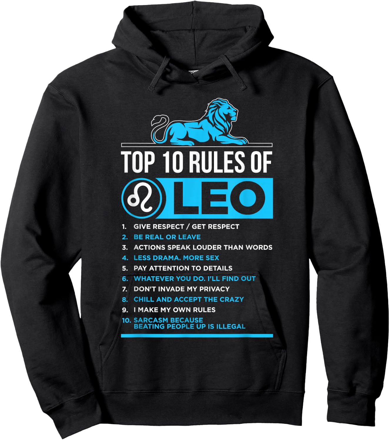 Top 10 Rules Leo Zodiac Sign Facts Traits Horoscope Funny Hoodie - Hoodie | Black