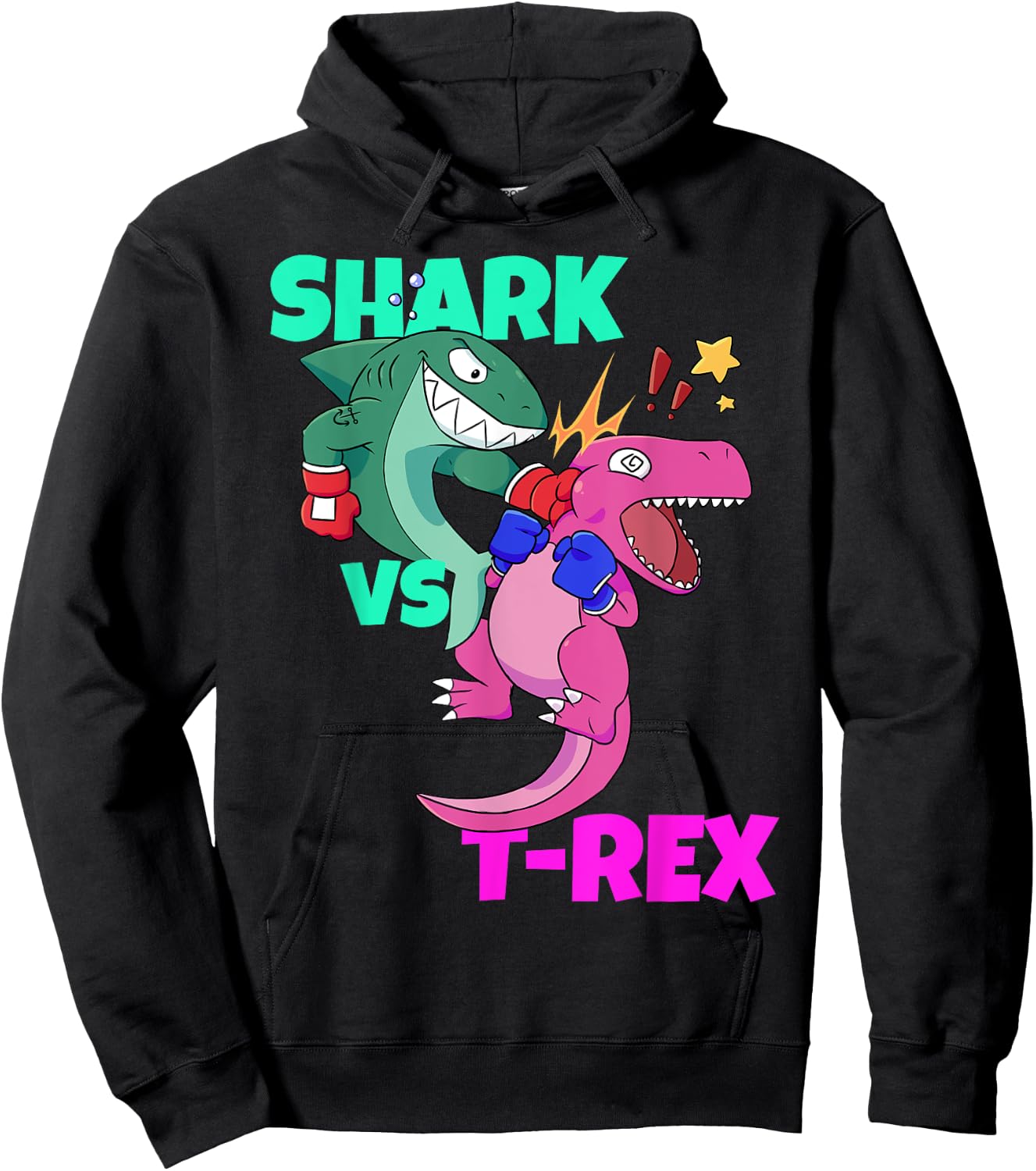 Shark vs Dinosaur T rex Boxing Gloves for Kids Boys Gift Hoodie - Hoodie | Black