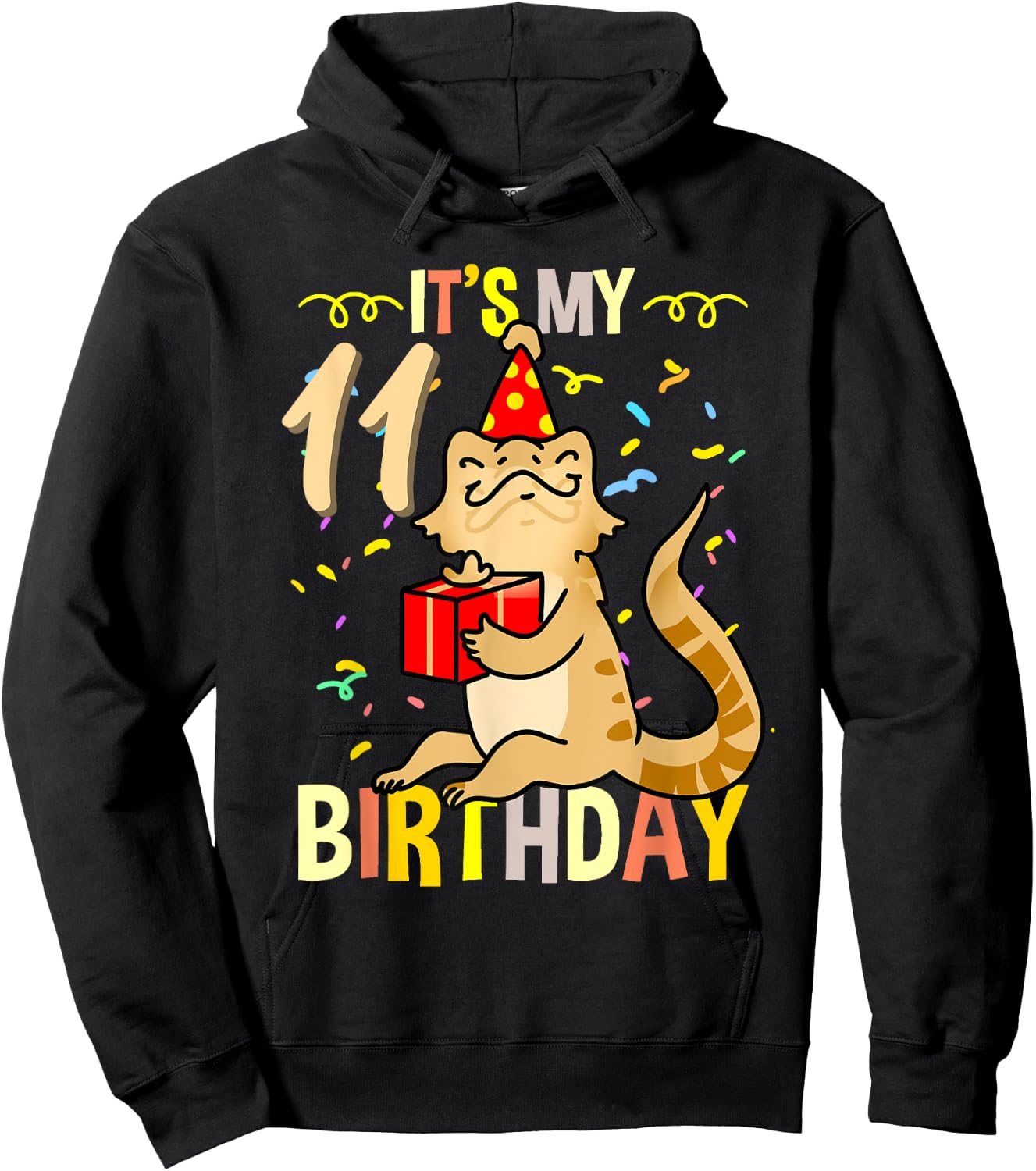 Its My 11th Birthday Bearded Dragon Lizard Lover Hoodie - Hoodie | Black