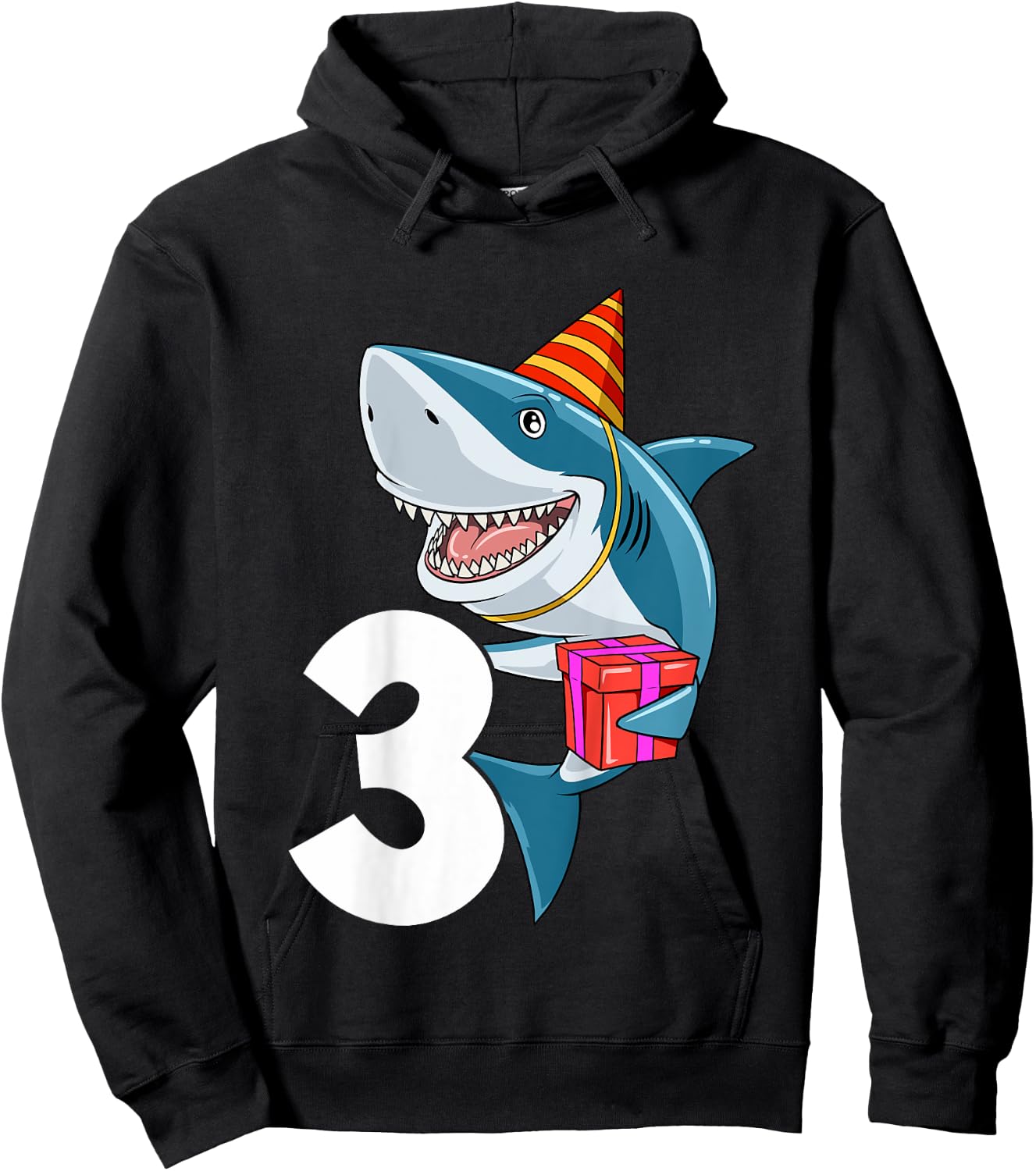 Kids Shark Birthday 3 Shark 3rd Birthday Outfit Shark 3rd Party Hoodie - Hoodie | Black
