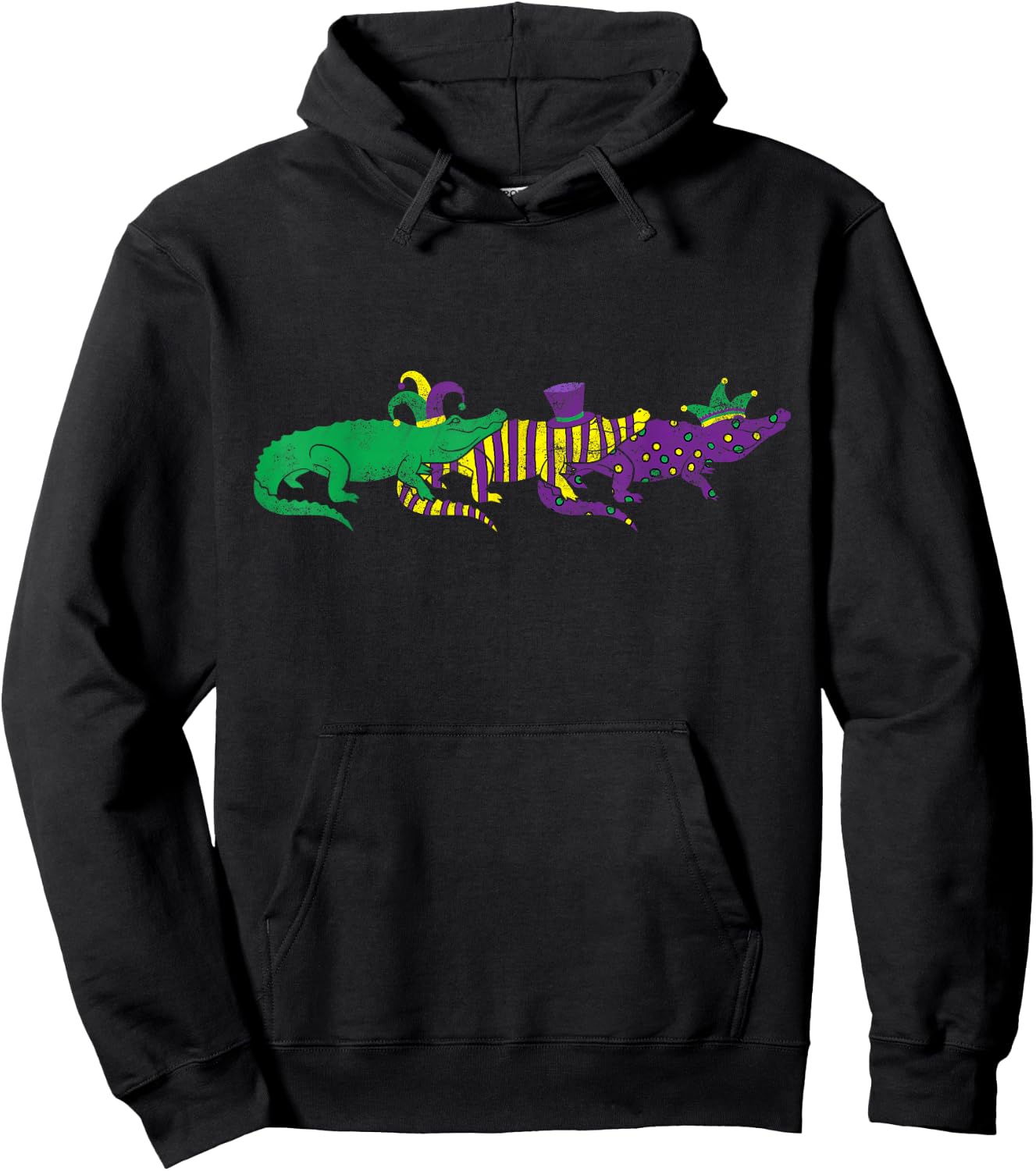 Mardi Gras Alligator Beads Festival Animals Lover Jester Hat Hoodie - Hoodie | Black