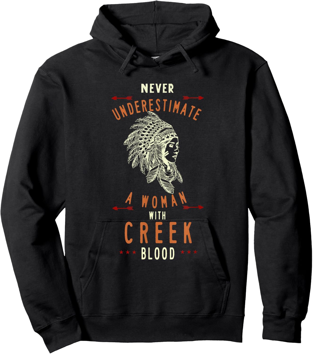 Creek Native American Indian Woman Never Underestimate Hoodie - Hoodie | Black