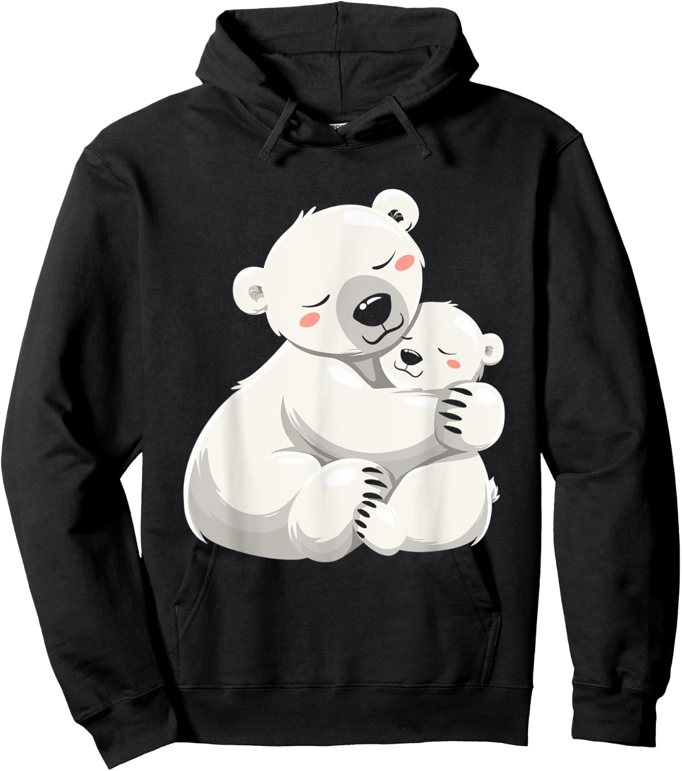 Cute Bear Moms Mothers Day Polar Bear Mom Hugging Baby Hoodie - Hoodie | Black