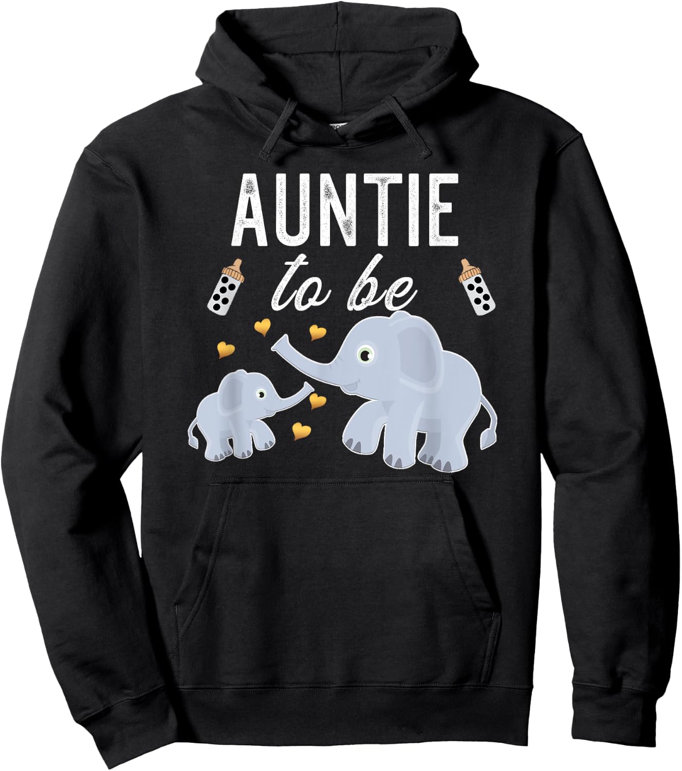 Auntie To Be Elephant Baby Shower Auntie Hoodie - Hoodie | Black