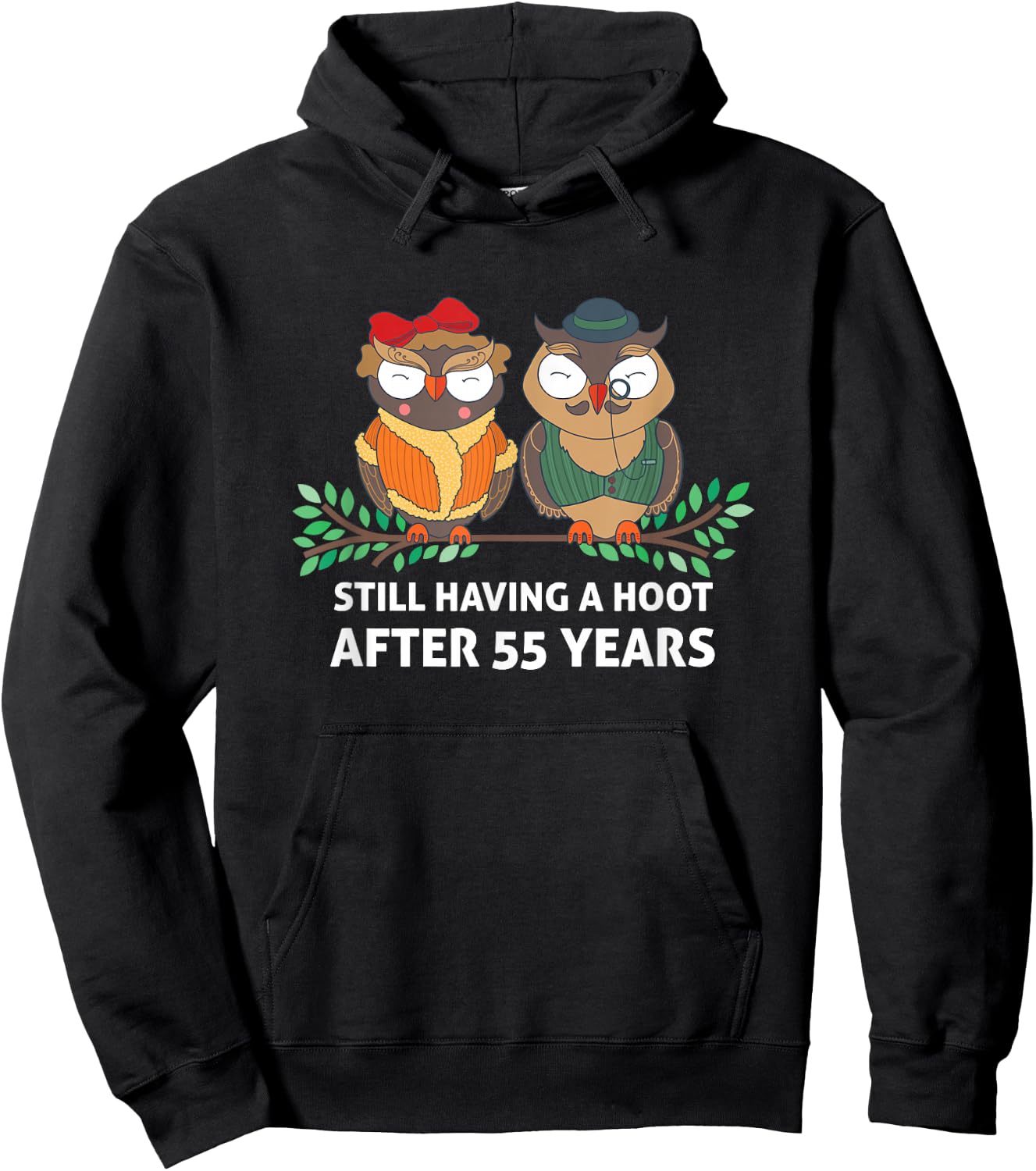 Funny 55th Wedding Anniversary Gift Couple Owls Hoodie - Hoodie | Black
