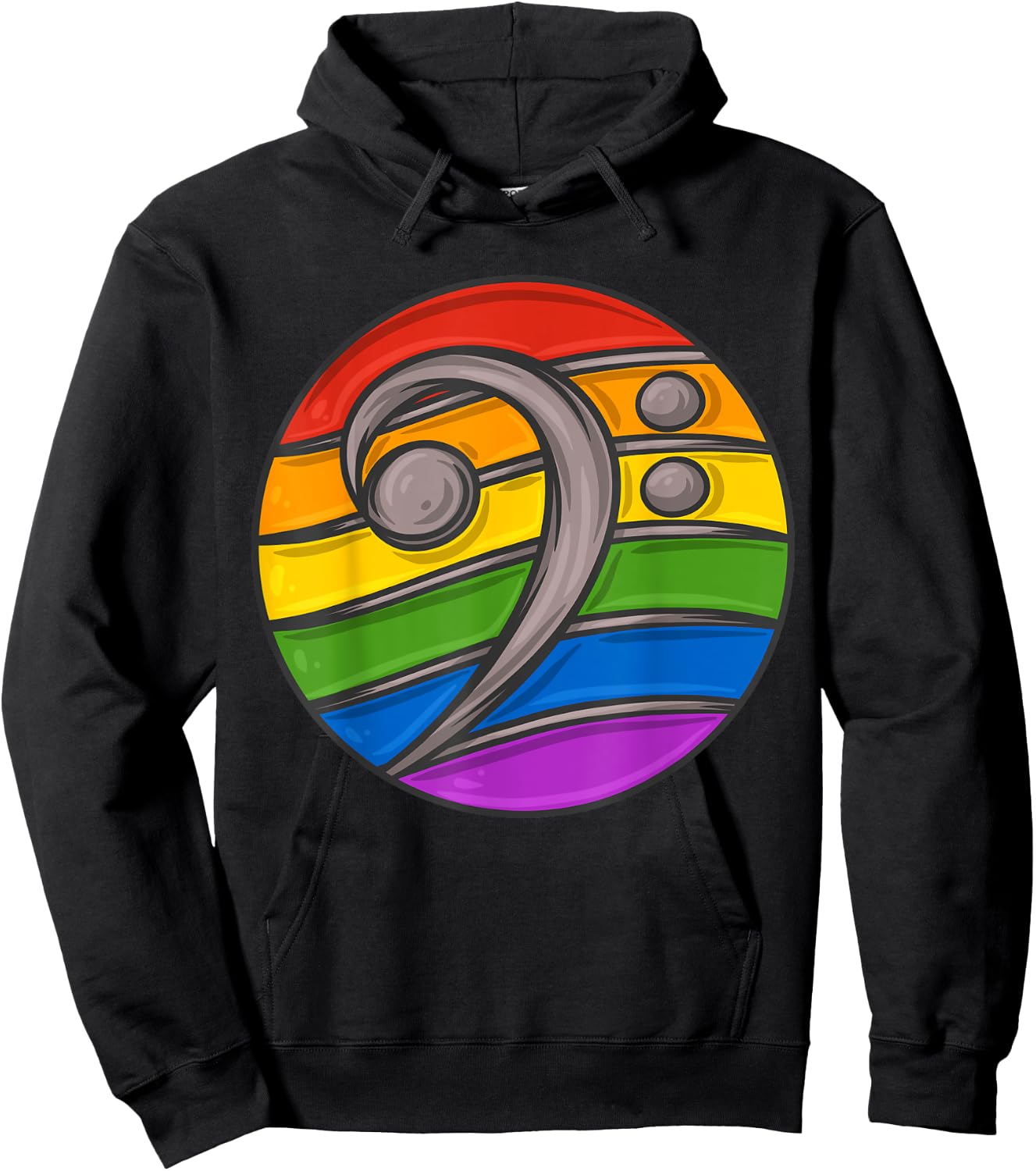 Bass Clef Headphones Notes Music Song Musician Rainbow Hoodie - Hoodie | Black