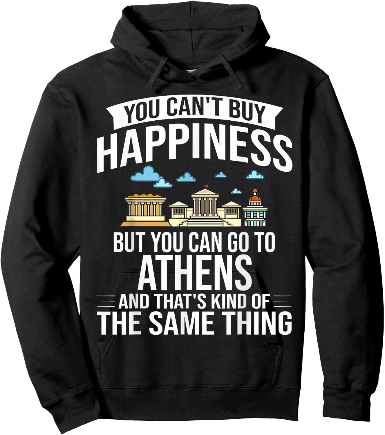 Athens Greece City Skyline Map Travel Hoodie - Hoodie | Black