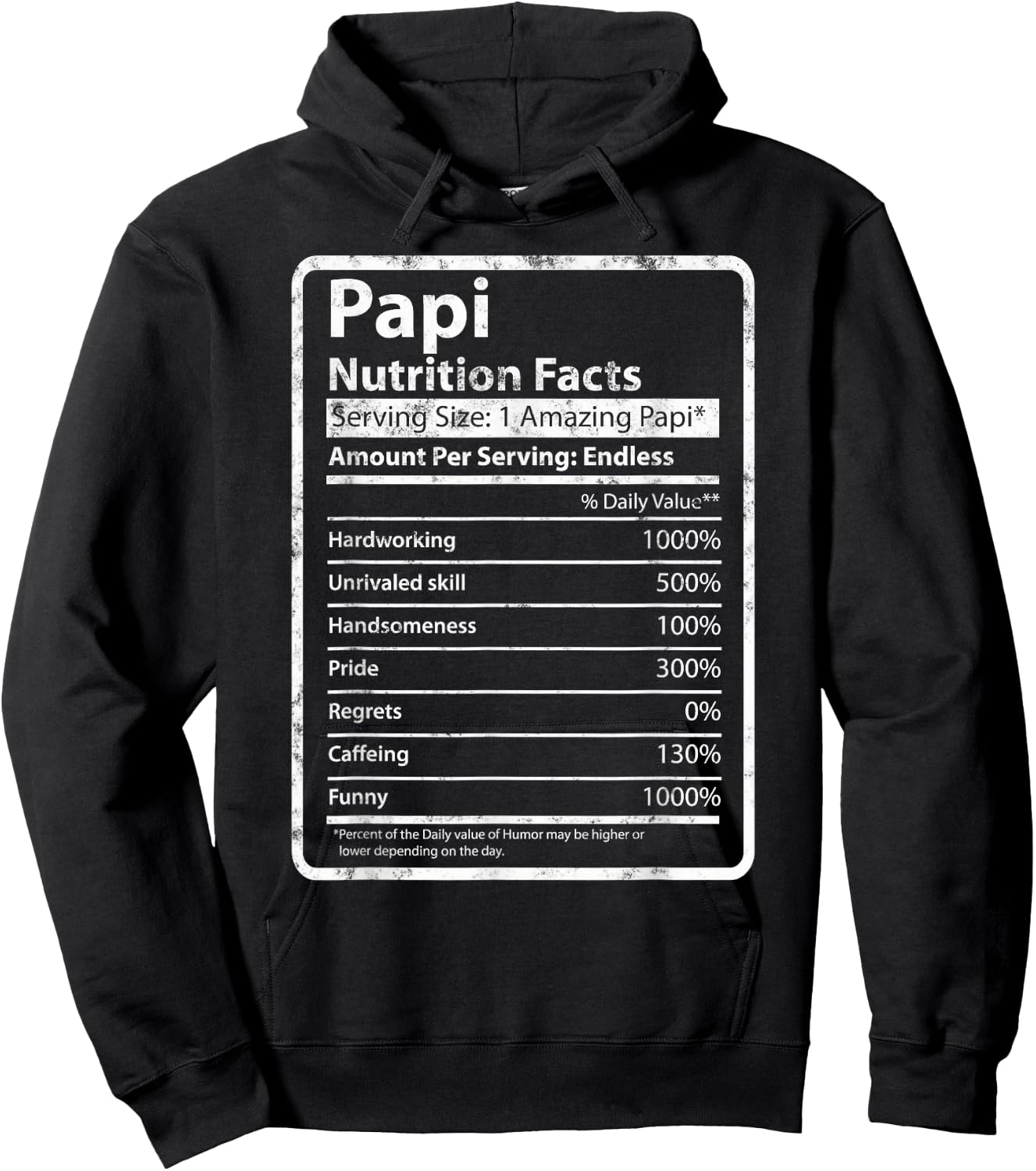 Papi Nutrition Facts Father's Day Gift Funny Papi Grandpa Hoodie - Hoodie | Black