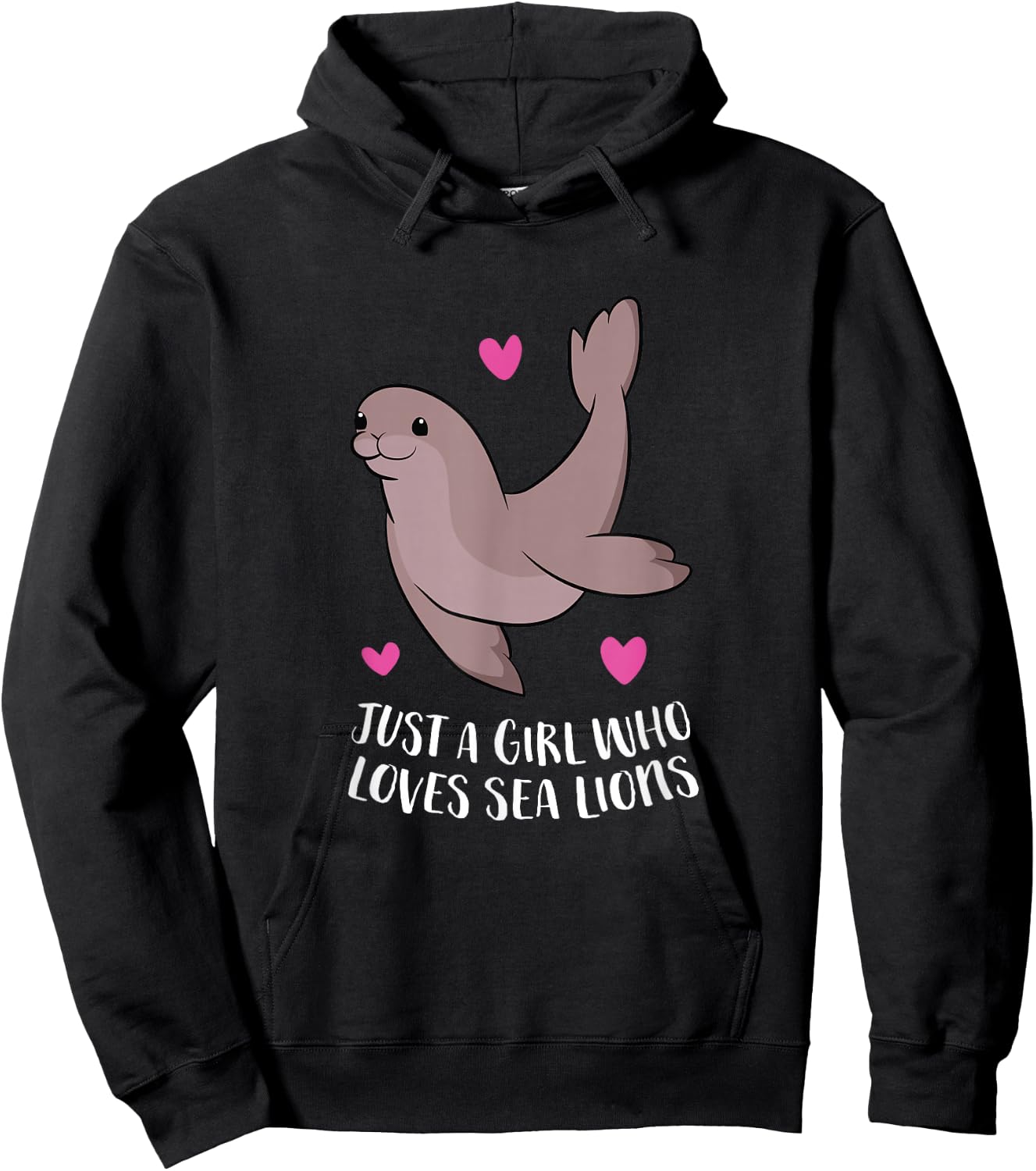Just a Girl Who Loves Sea Lions Cute Sea Lion Girl Hoodie - Hoodie | Black
