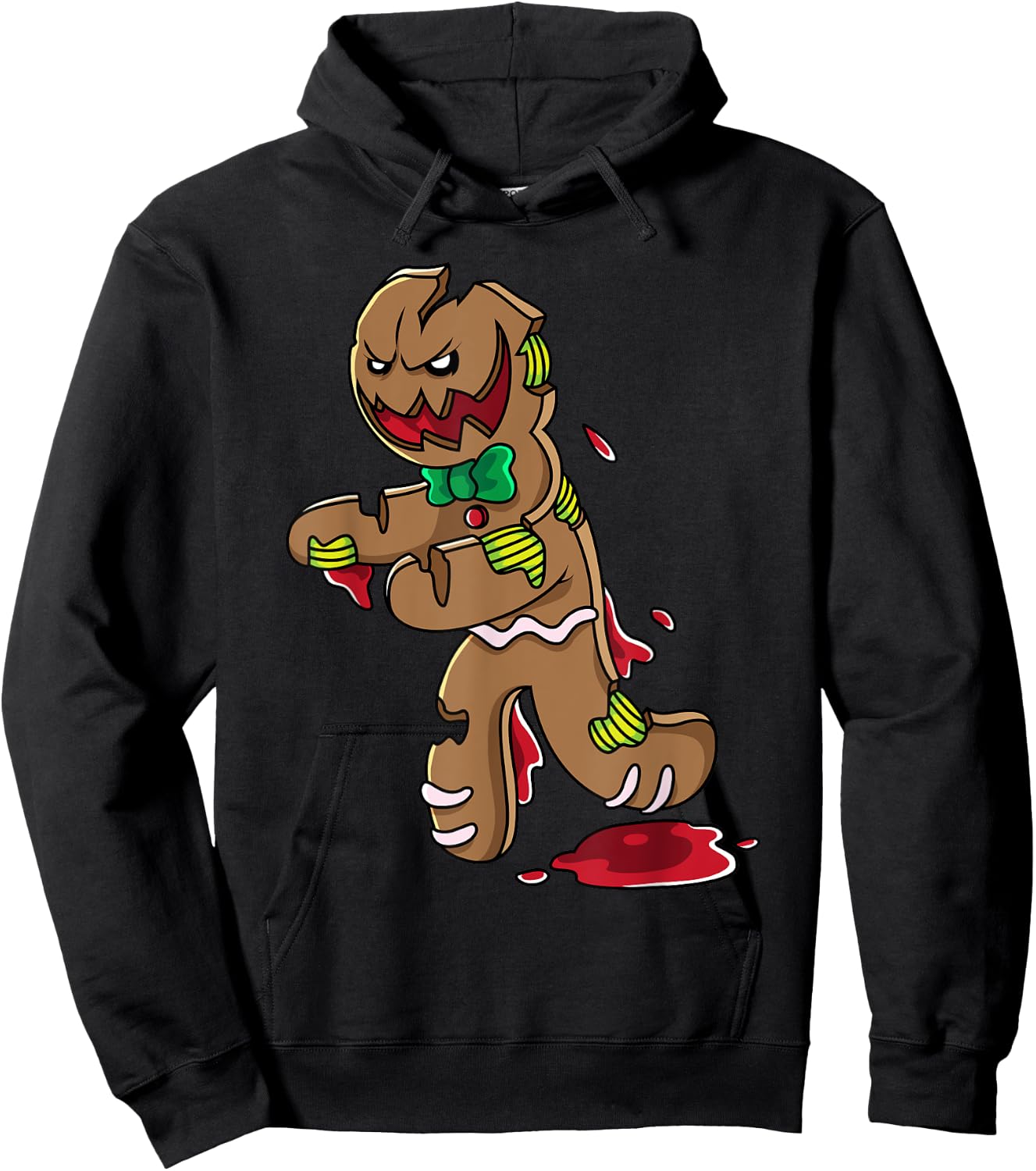 Scary Zombie Gingerbread Man Christmas Horror Krampus Cookie Hoodie - Hoodie | Black