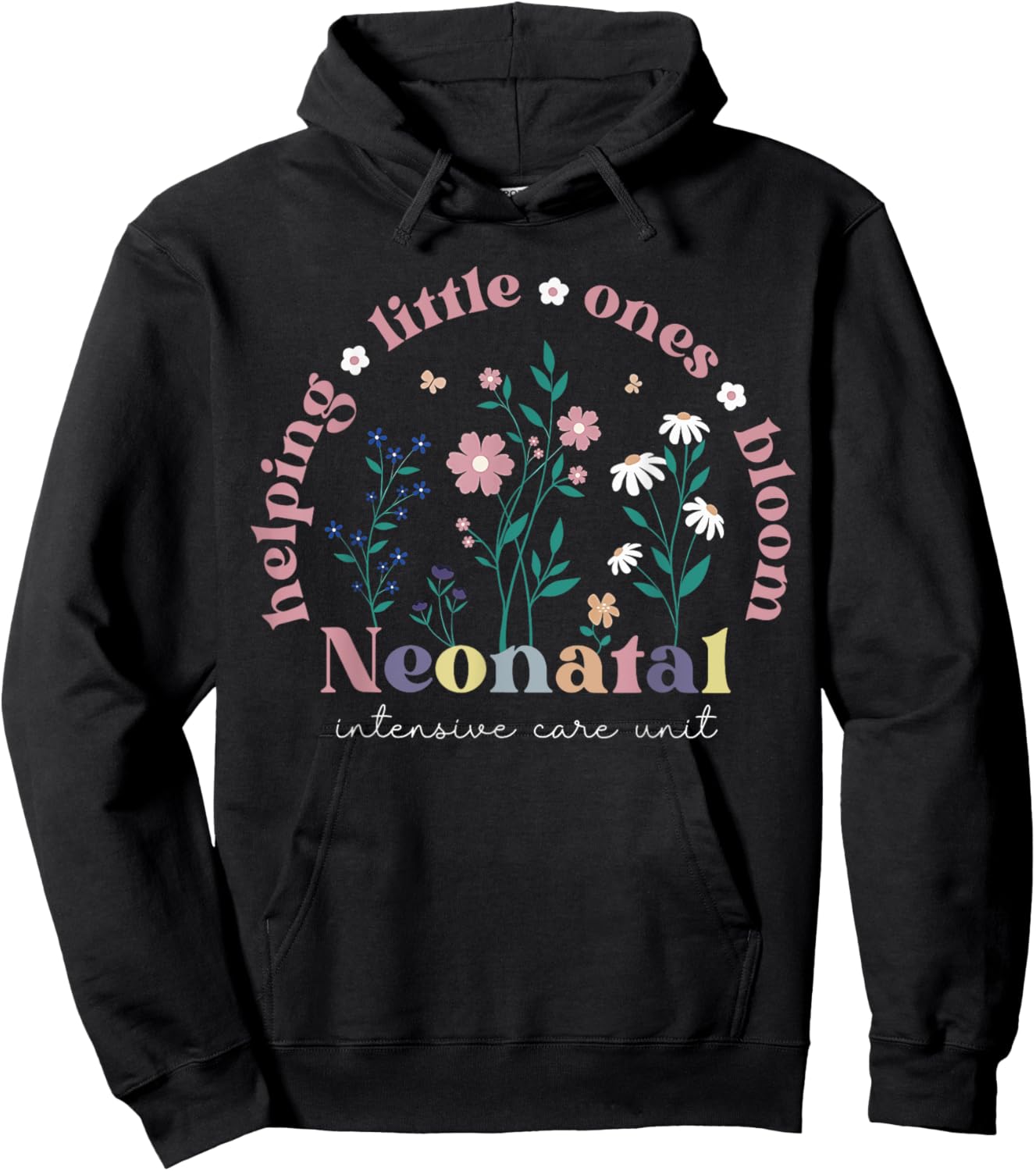 Wildflower Neonatal Intensive Care Unit NICU Nurse Groovy Hoodie - Hoodie | Black