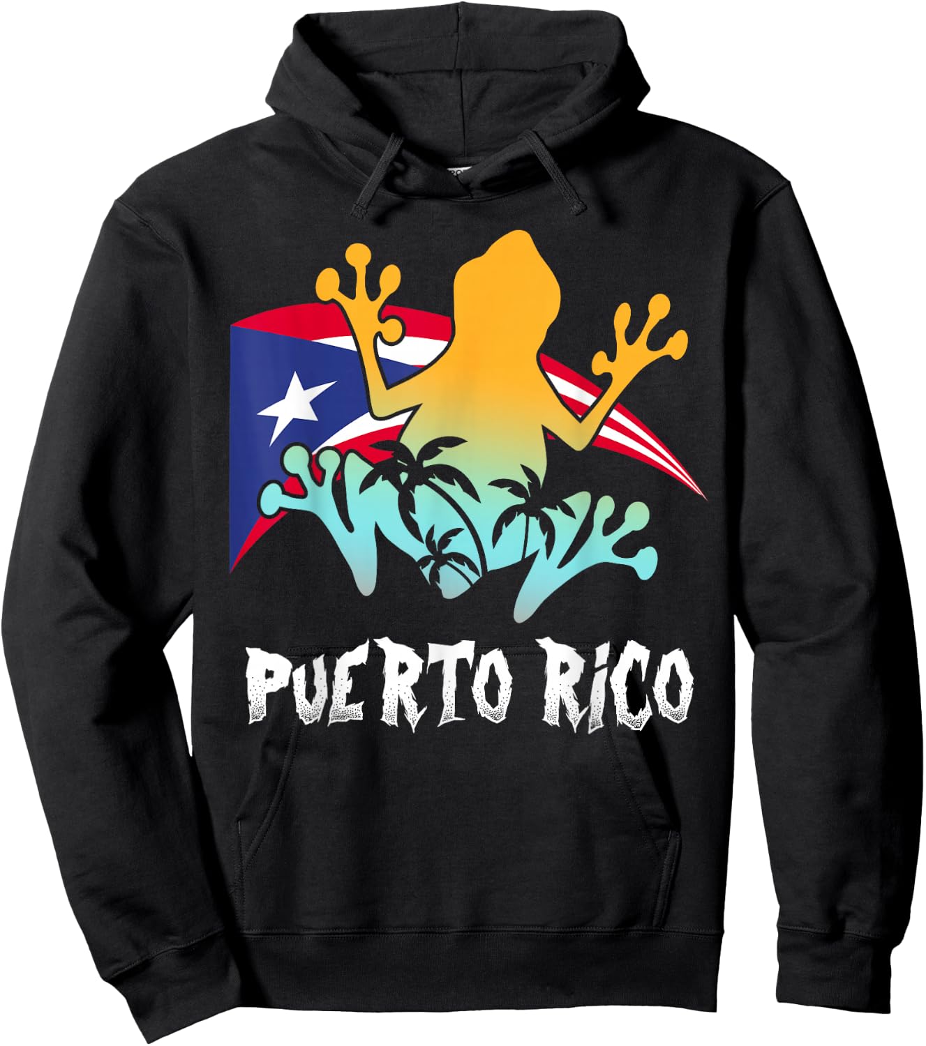 Distressed Style Puerto Rico Frog Gift design Puerto Rico! Hoodie - Hoodie | Black