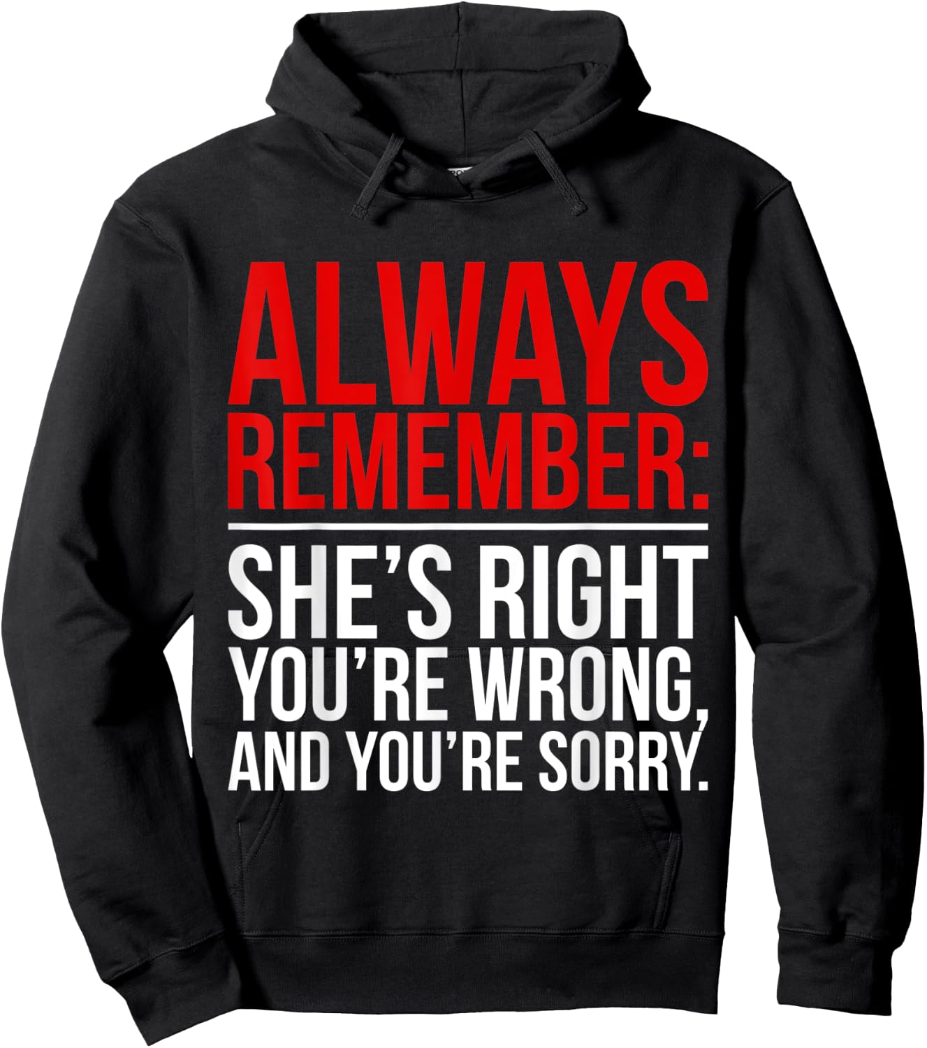 Shes Right Youre Wrong and You Are Sorry Humorous Dad Jokes Hoodie - Hoodie | Black