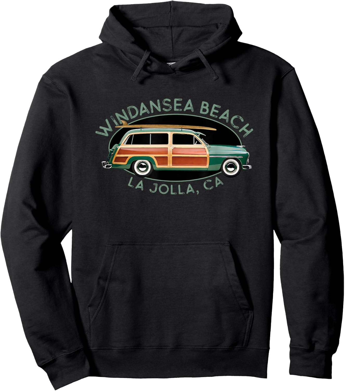 Windansea Beach, La Jolla, California Vintage Surfing Hoodie - Hoodie | Black