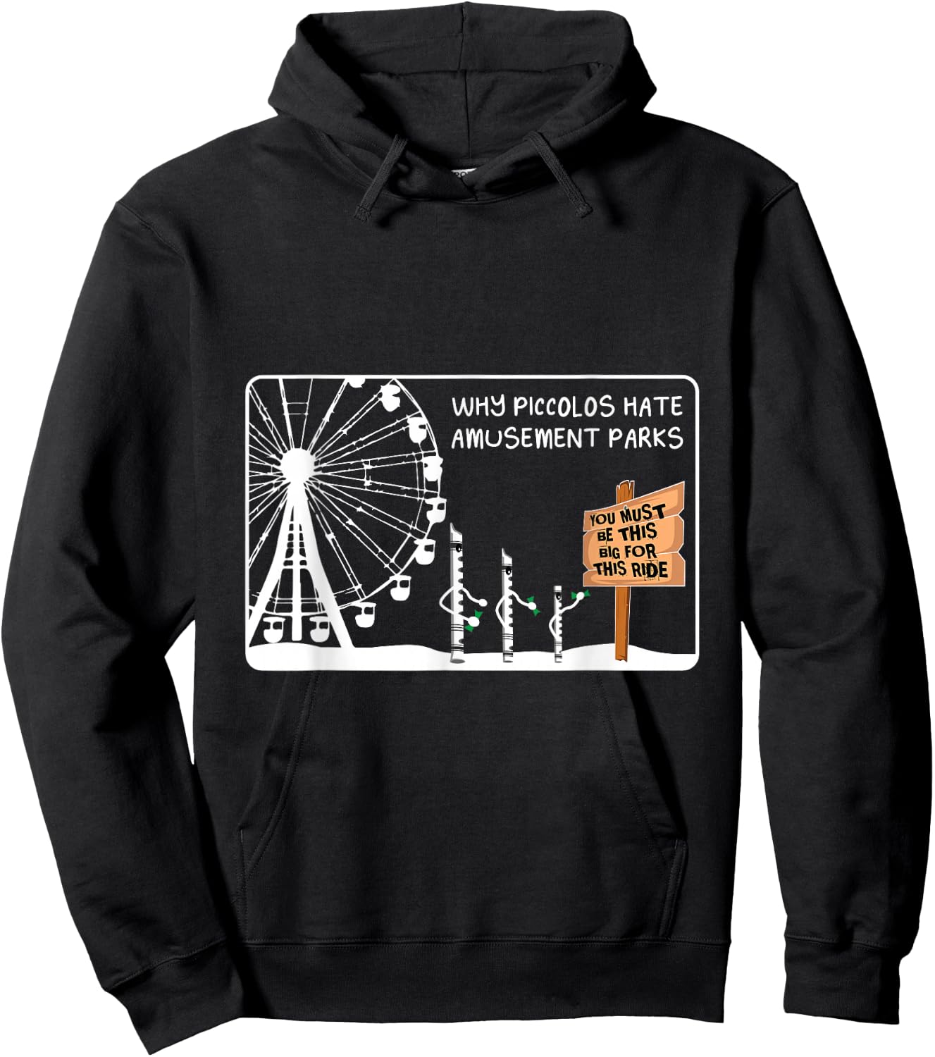 Piccolo Funny Flute Player Hoodie - Hoodie | Black