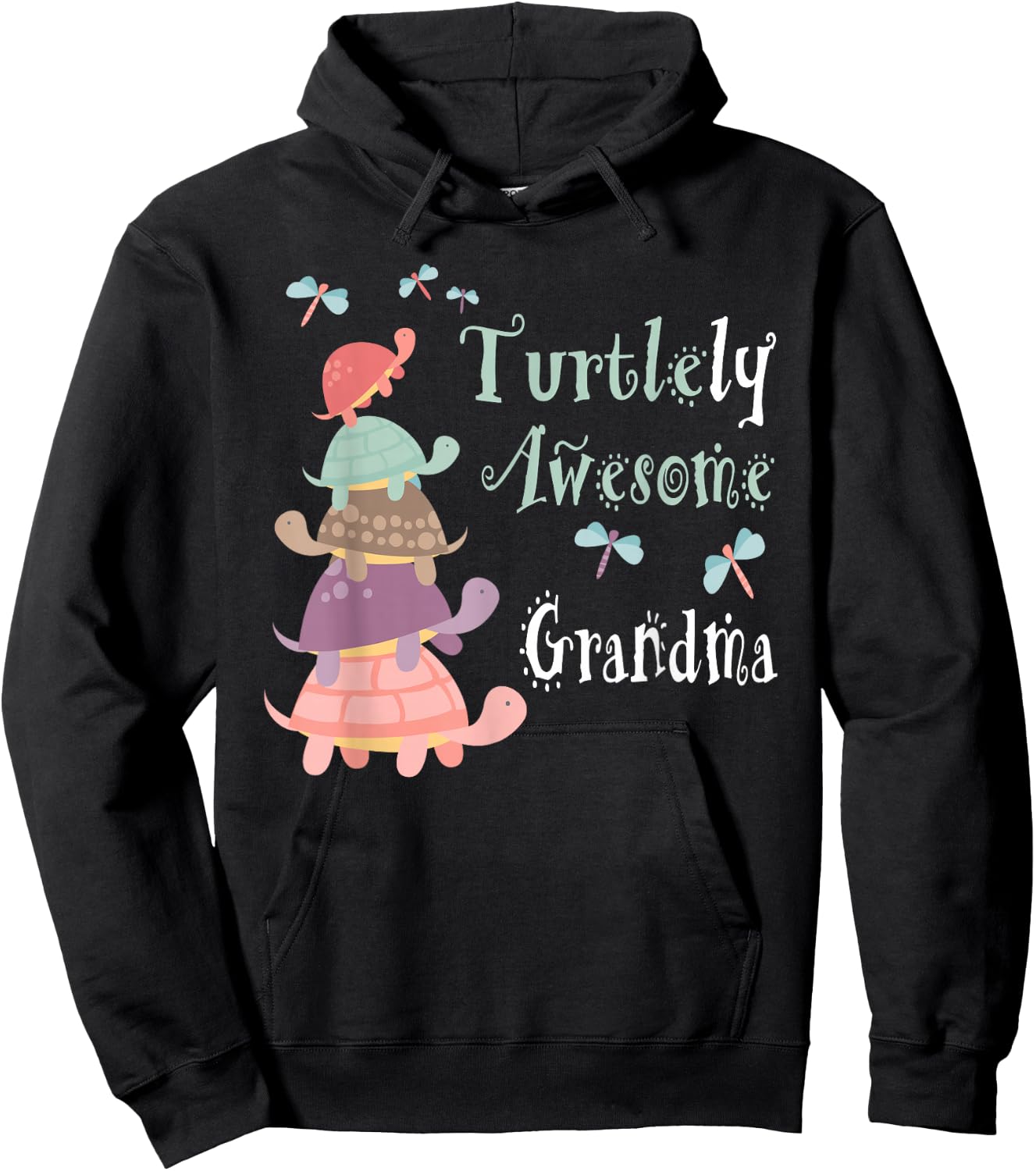 Fabulously Festive Family Gifts - Best Grandma Ever - Whimsical Grandma With Cute Turtles Hoodie - Hoodie | Black