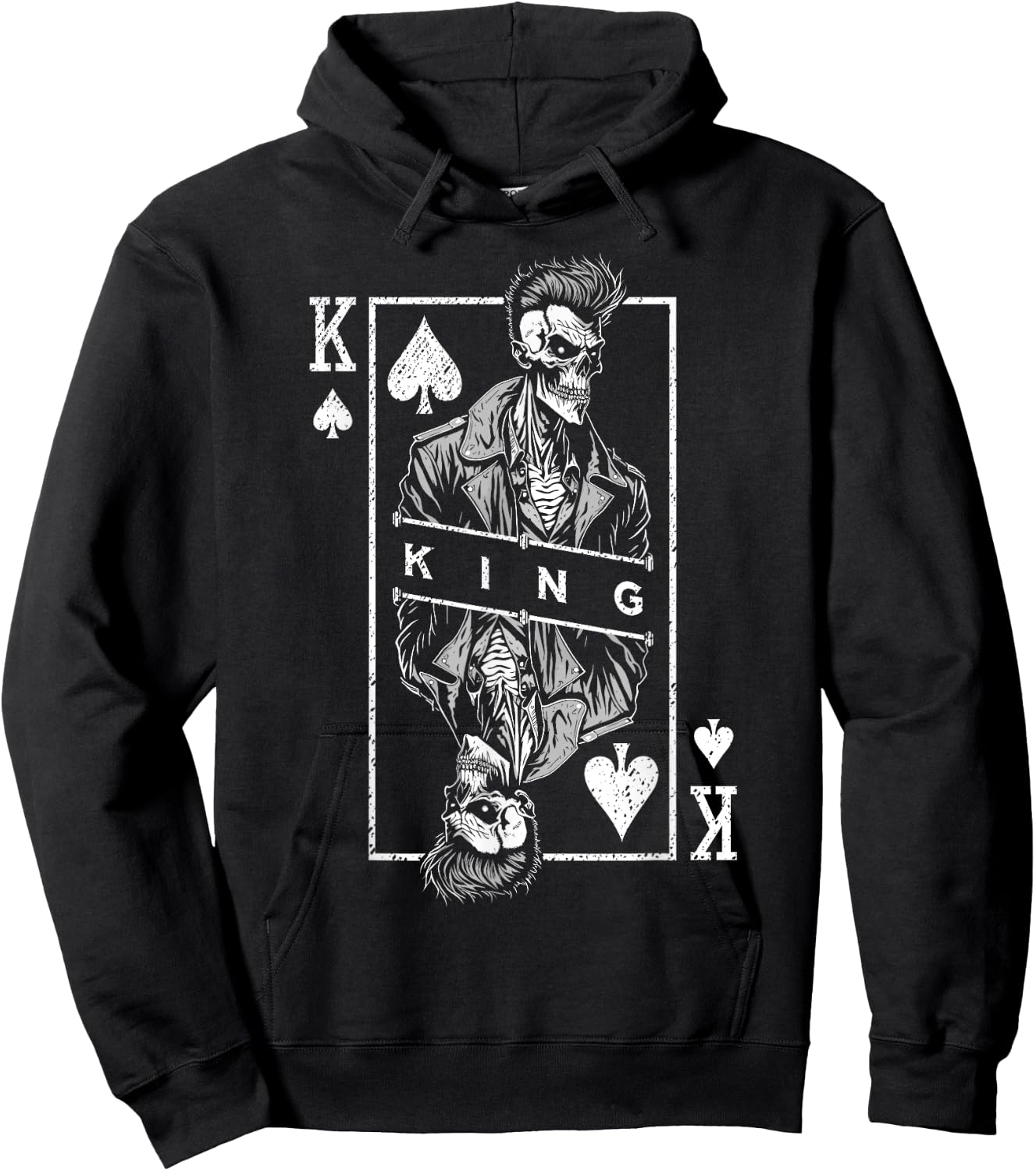 King Of Spades Poker Biker Zombie Halloween Playing Card Hoodie - Hoodie | Black