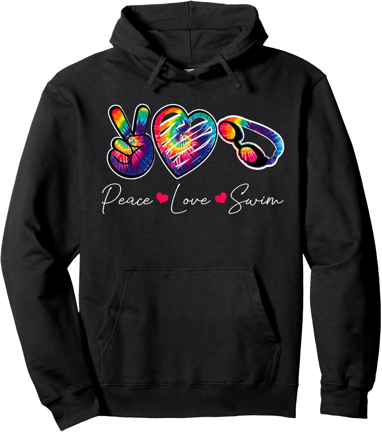 Peace Love Swim | Swimming Lovers Hoodie - Hoodie | Black