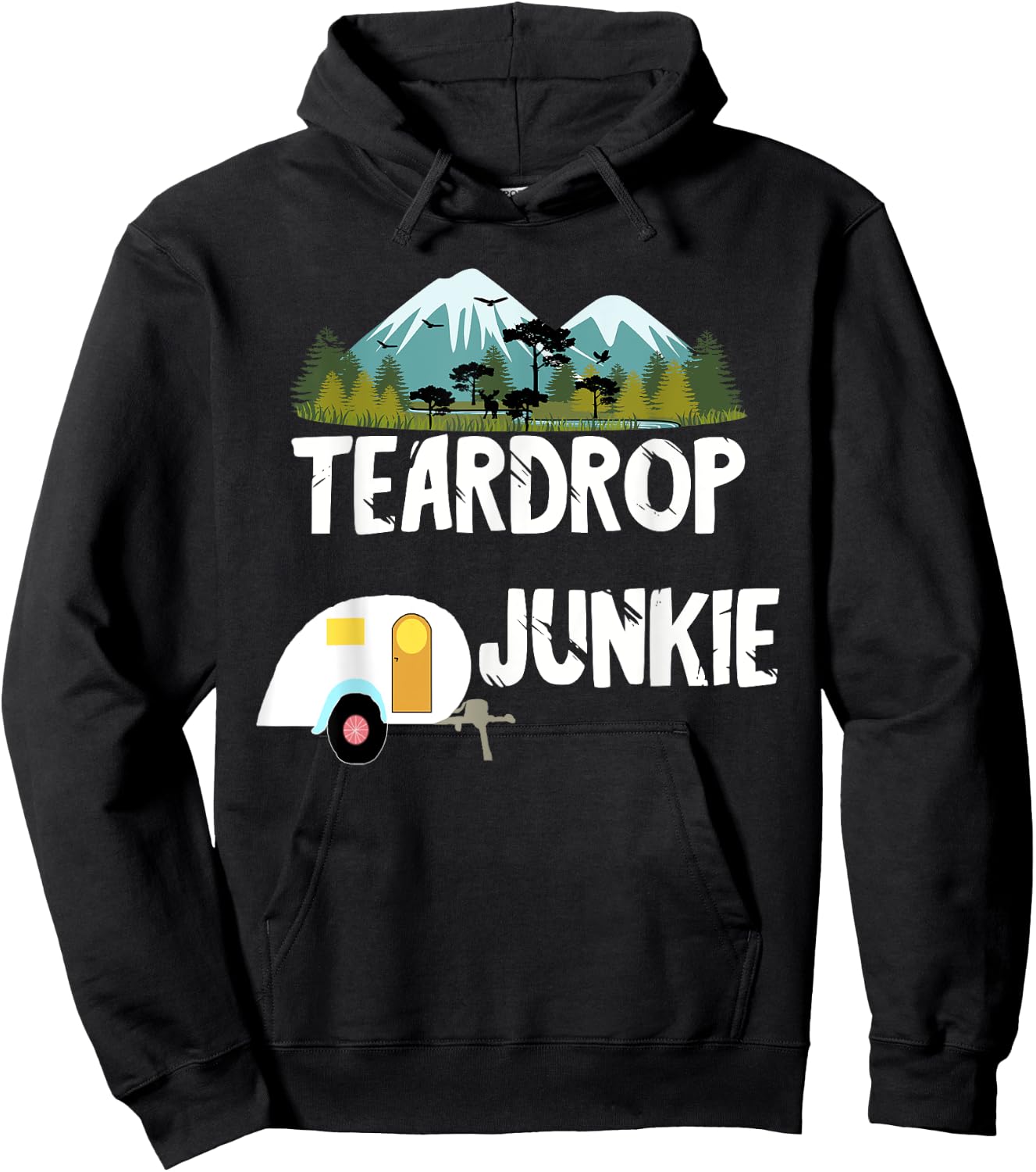 Teardrop Junkie RV Trailer Camper Travel Caravan Camping Hoodie - Hoodie | Black
