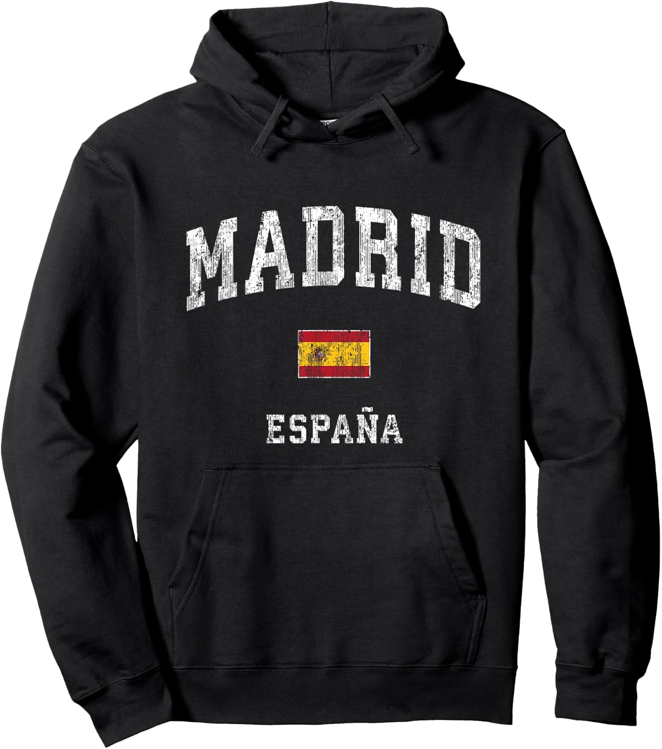 Madrid Spain Espana Vintage Athletic Sports Design Hoodie - Hoodie | Black
