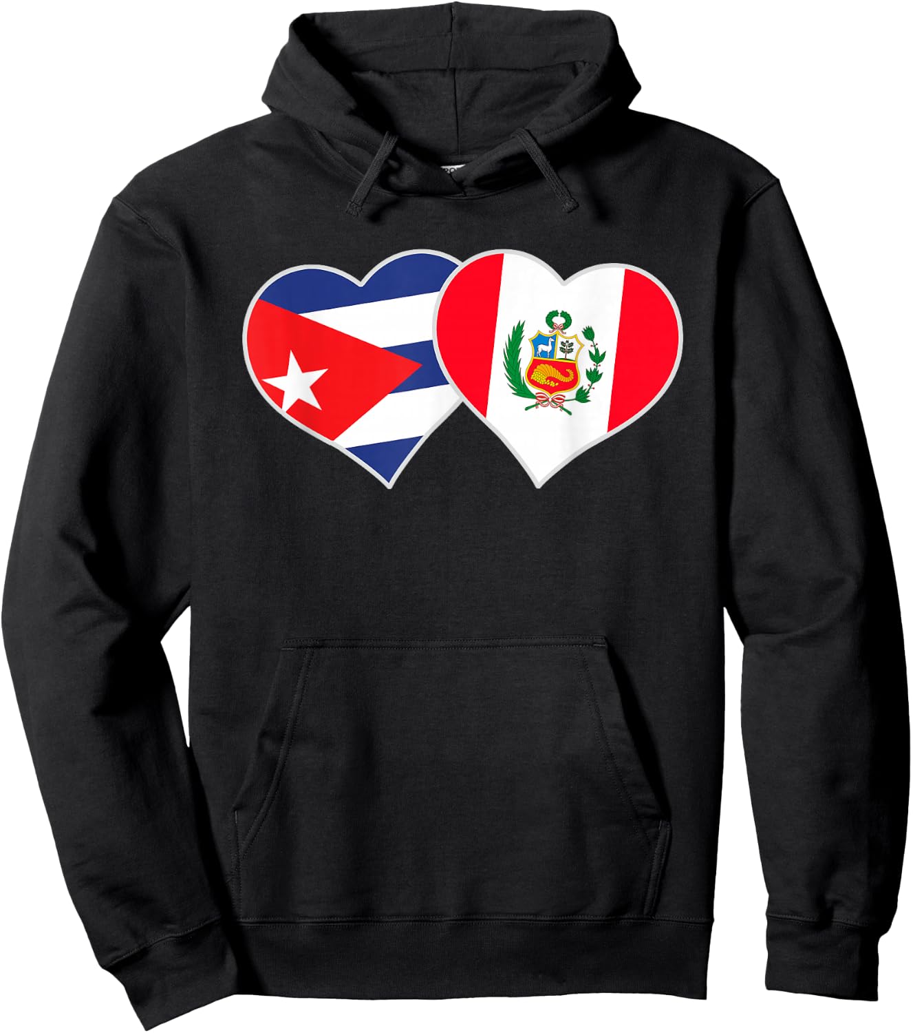 Cuban Peruvian Flag Love Peru Cuba Heart Hoodie - Hoodie | Black