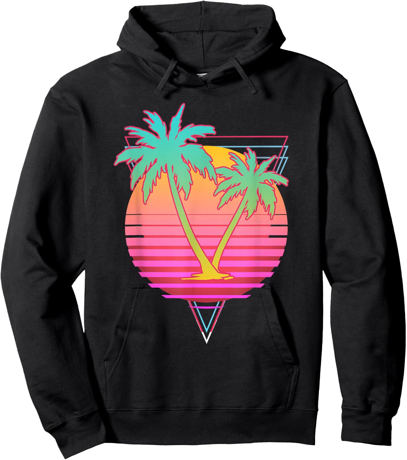 Retro Art 1980s Synthwave Sunset Vaporwave Hoodie - Hoodie | Black