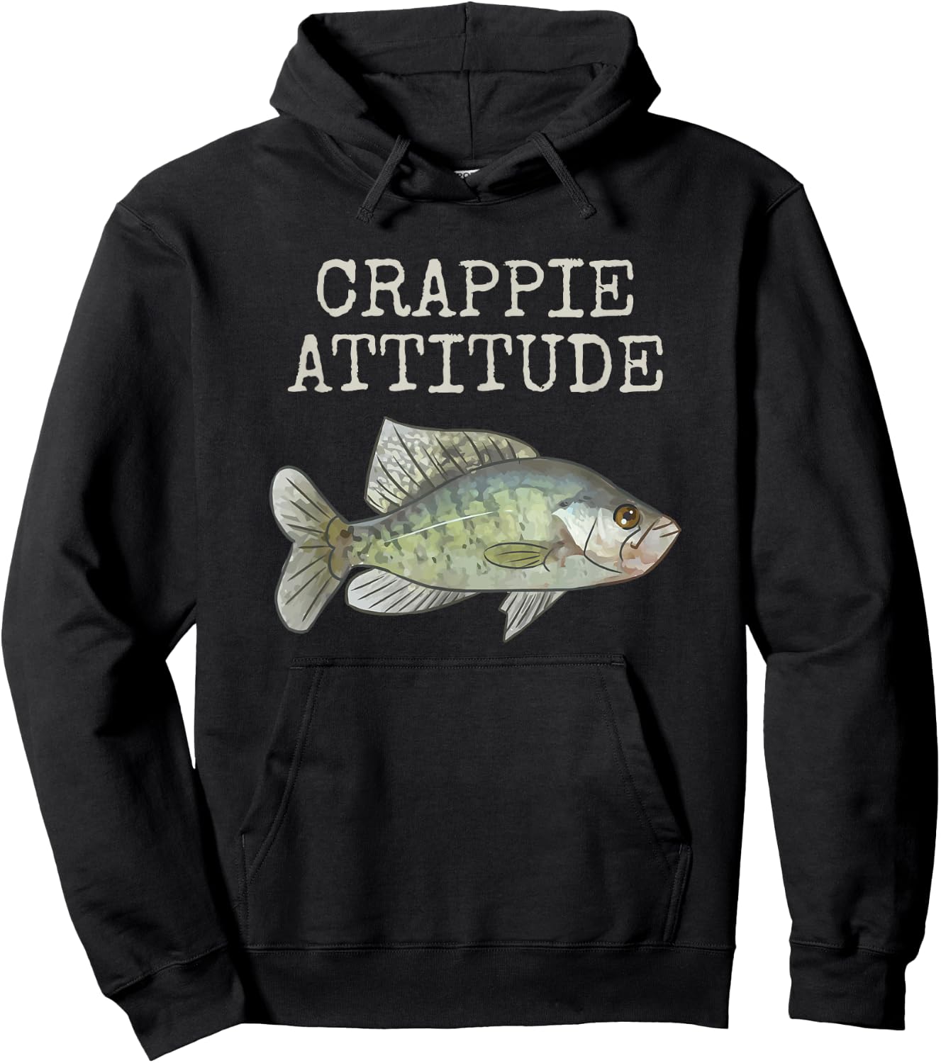 Crappie Attitude | Crappie Fishing | White Crappie Hoodie - Hoodie | Black