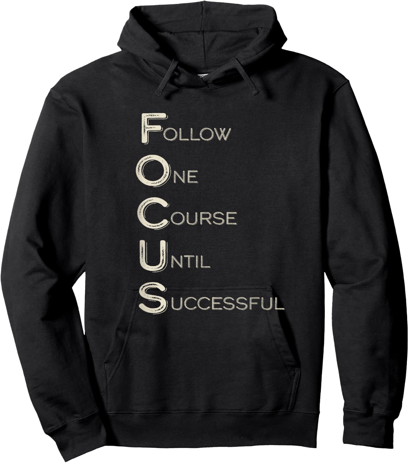 Focus Word Art Strong Women Men Achievers Inspirational Hoodie - Hoodie | Black