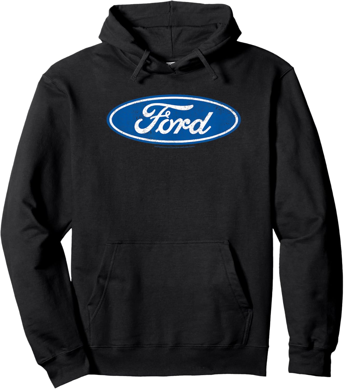 Ford - Distressed Blue Oval Logo Hoodie - Hoodie | Black