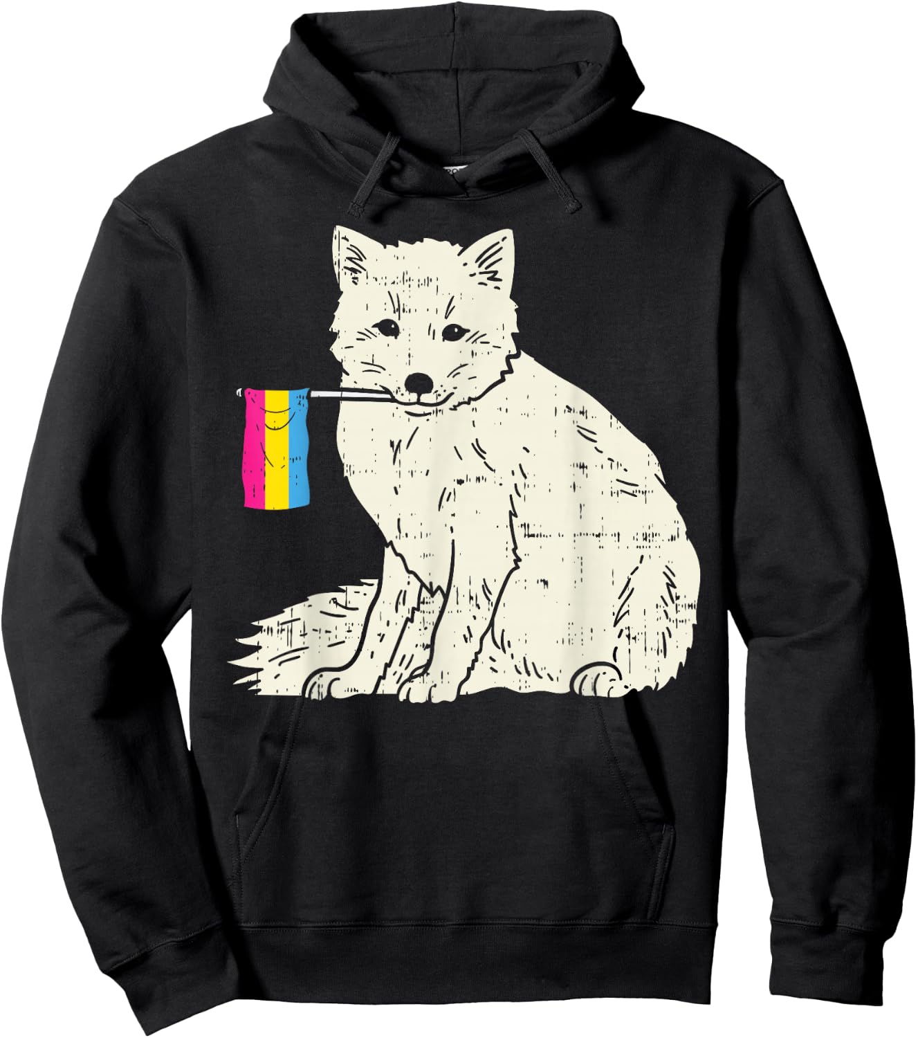 Snow Fox Pansexual Pride Flag Pan LGBT Animal Lover Gift Hoodie - Hoodie | Black