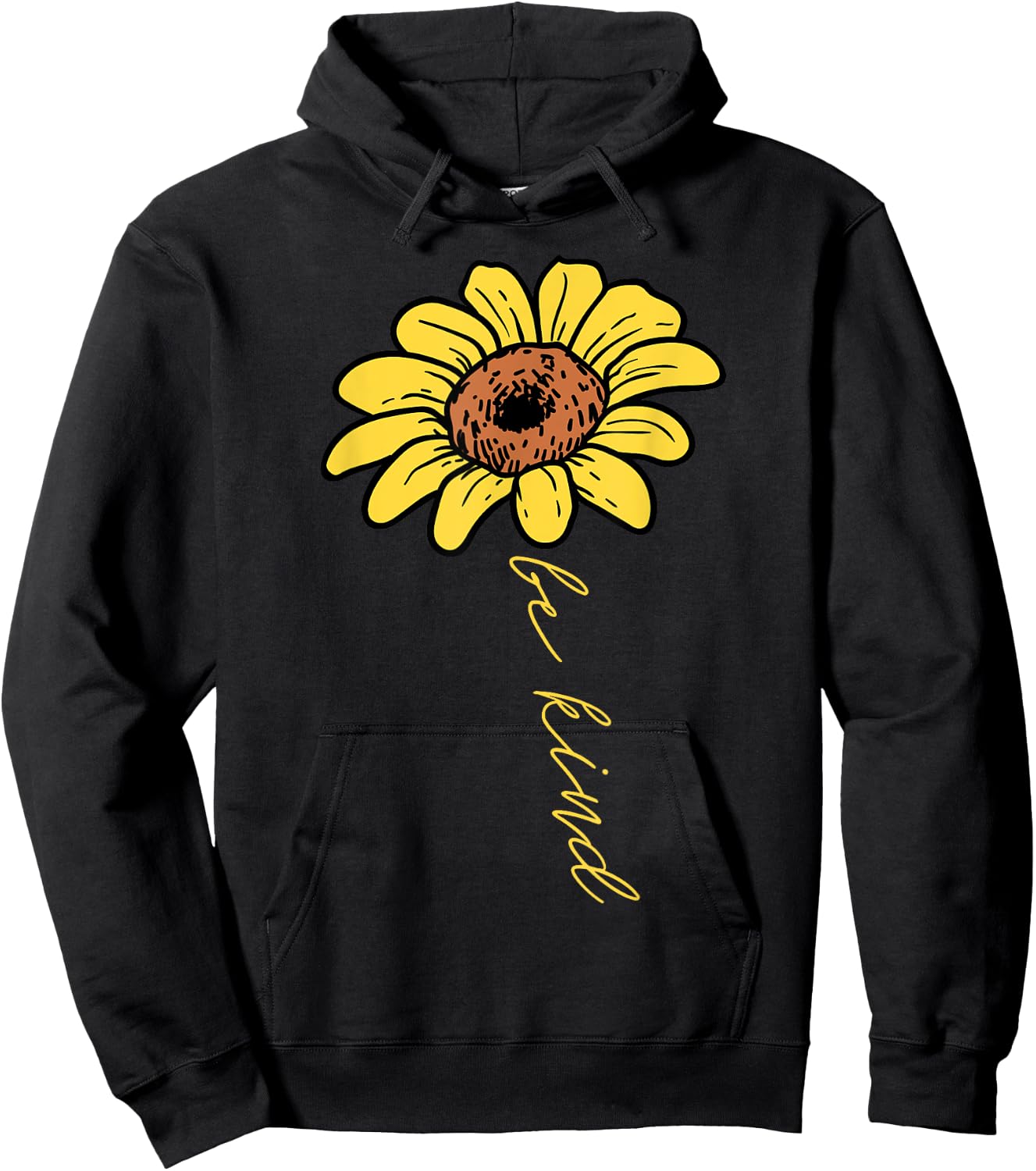 Sunflower Be Kind Retro Positivity Motivational Sayings Gift Hoodie - Hoodie | Black