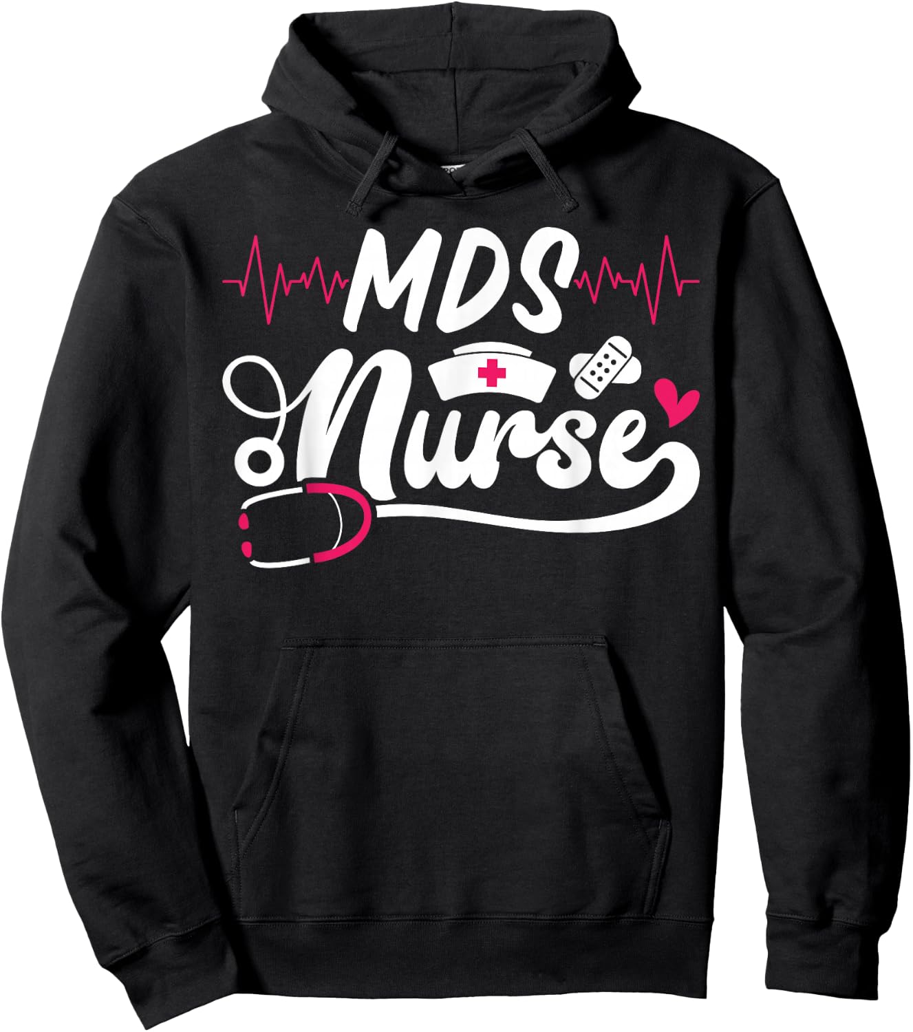 Cute MDS Nurse Stethoscope Hoodie - Hoodie | Black