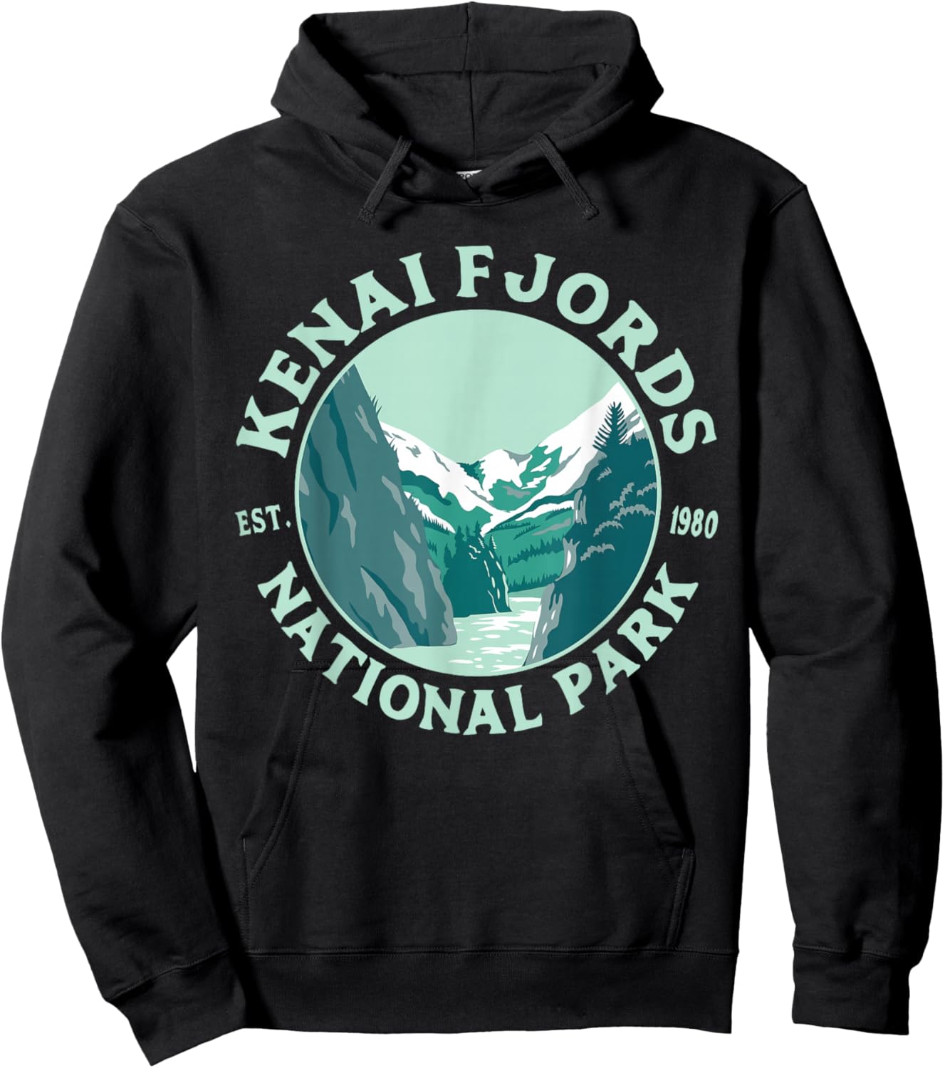 Vintage Kenai Fjords National Park AK Alaska Hiking Camping Hoodie - Hoodie | Black