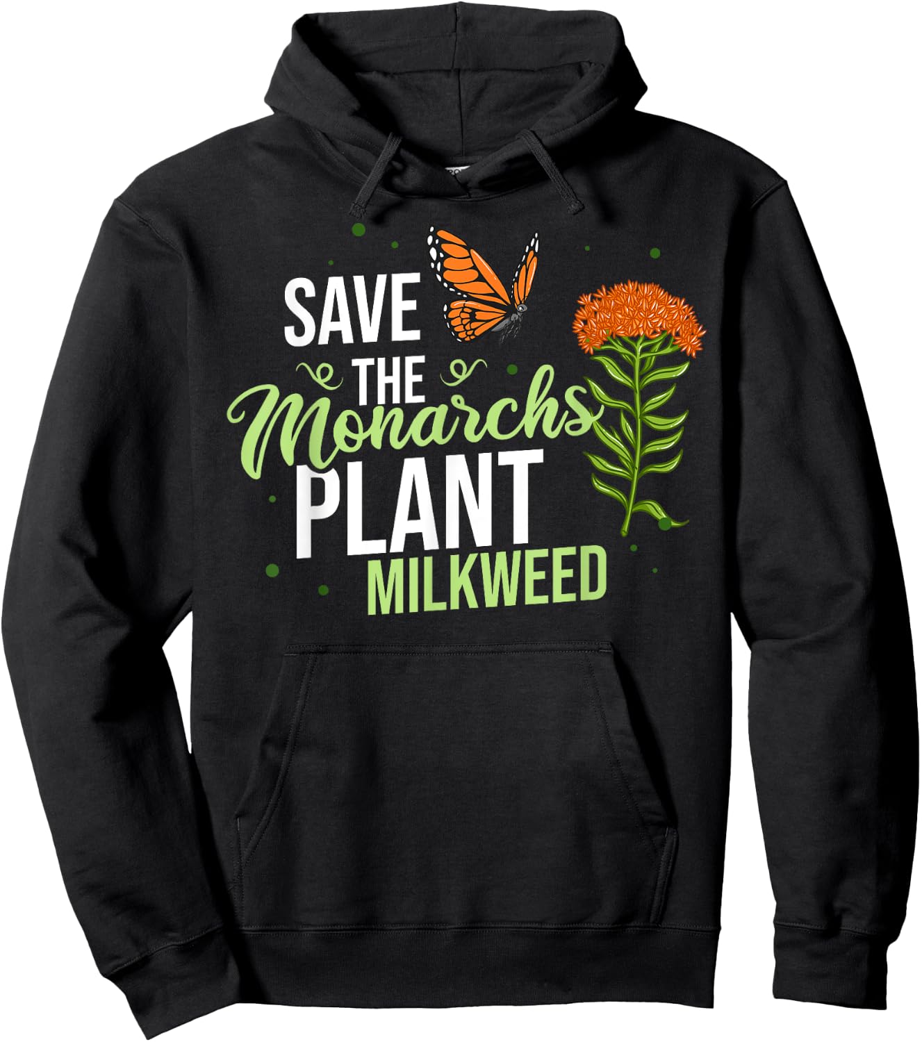 Save the Monarch Butterfly Milkweed Hoodie - Hoodie | Black