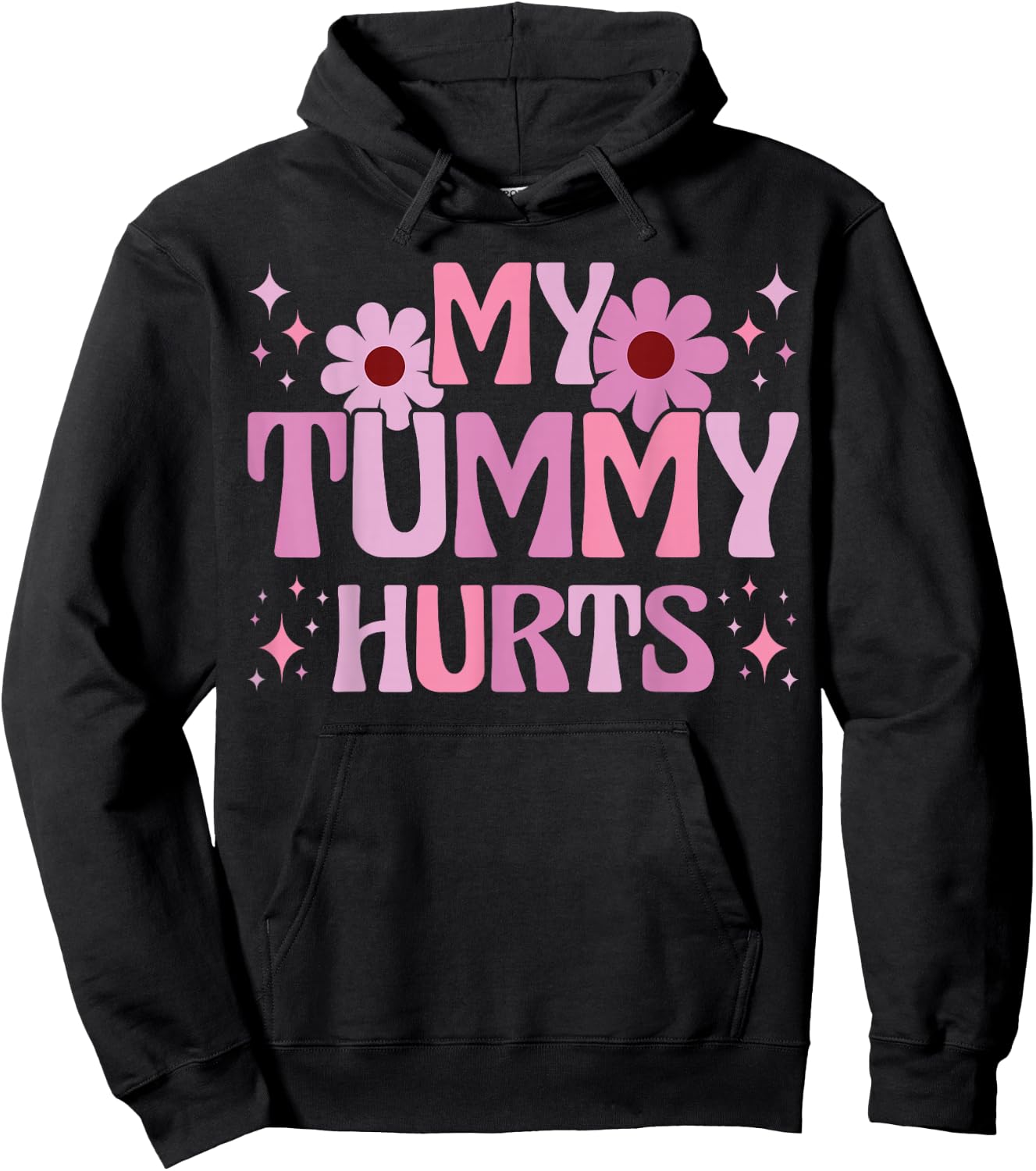 Stomach Ache IBS Pain Tummy Ache . Retro Groovy Tummy Ache Survivor My Tummy Hurts - -Adults - Black - Small - Short Sleeve - Modern Hoodie - Hoodie | Black