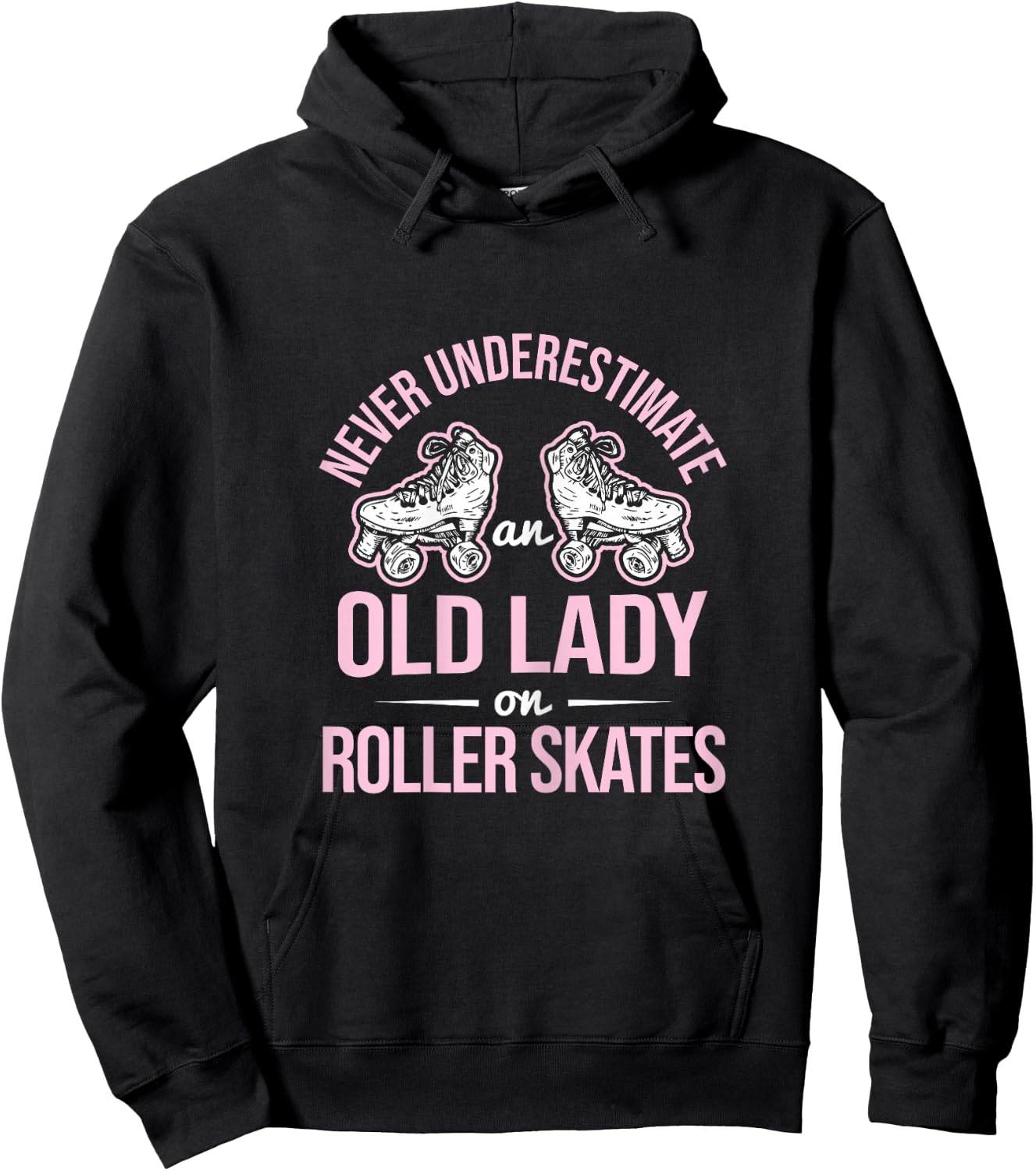 Old Lady On Roller Derby Roller Skating Roller Skate Hoodie - Hoodie | Black