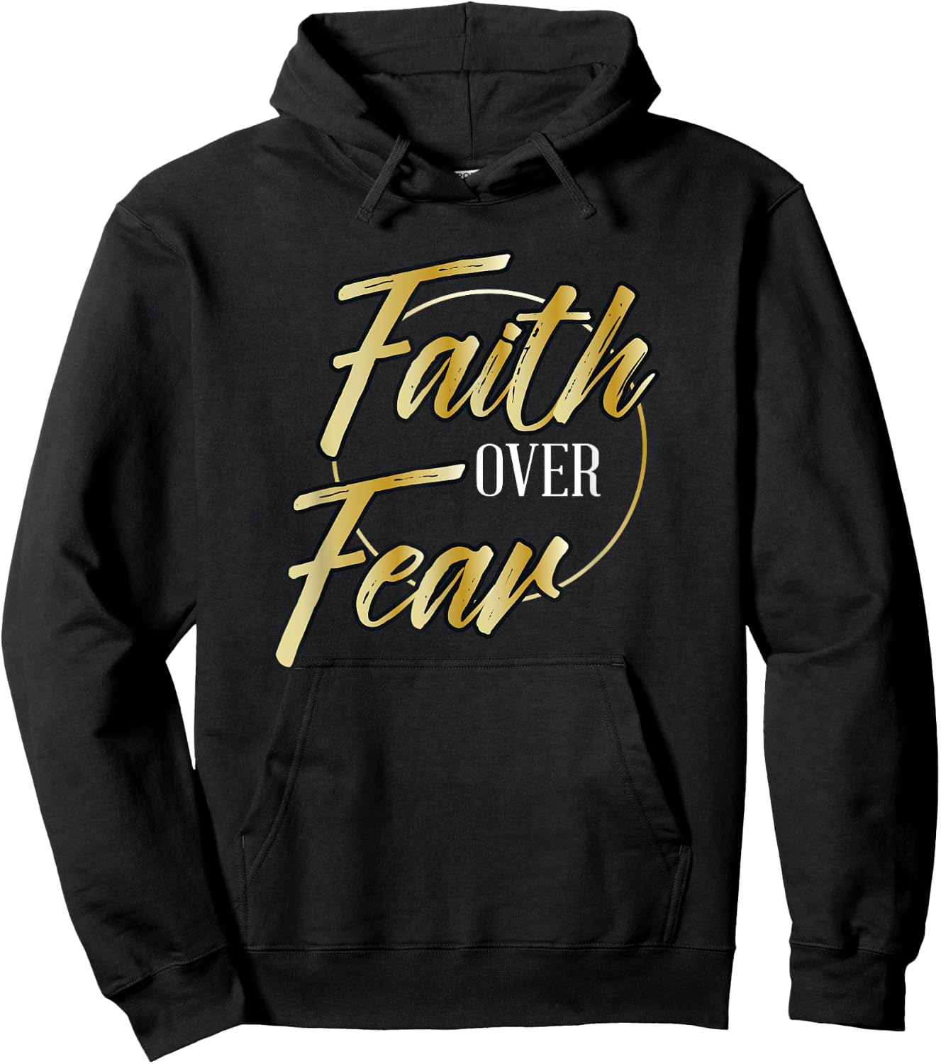 Faith Over Fear Golden - Inspirational Christian Scripture Hoodie - Hoodie | Black