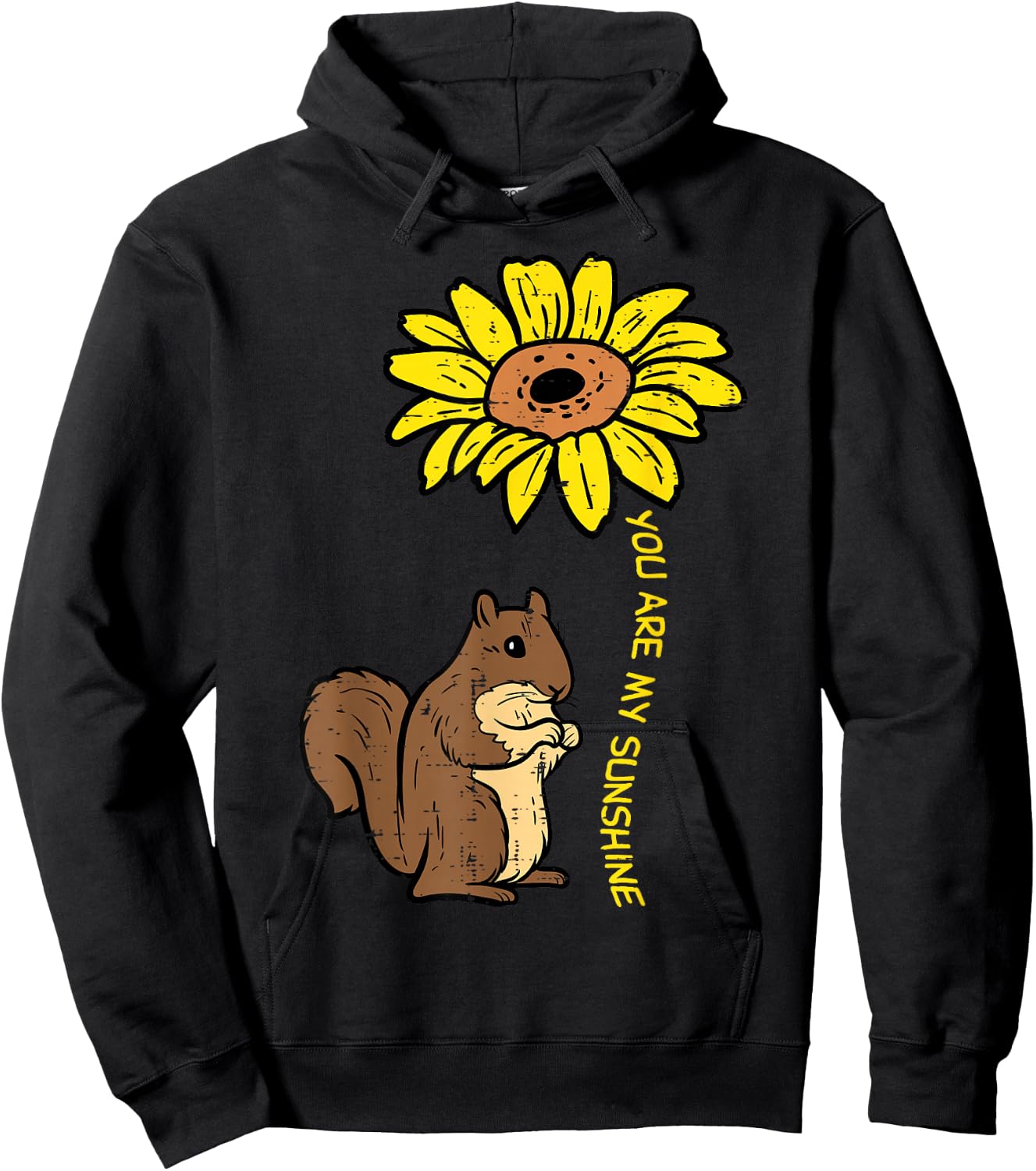 Squirrel Sunflower You Are My Sunshine Women Girls Kids Teen Hoodie - Hoodie | Black